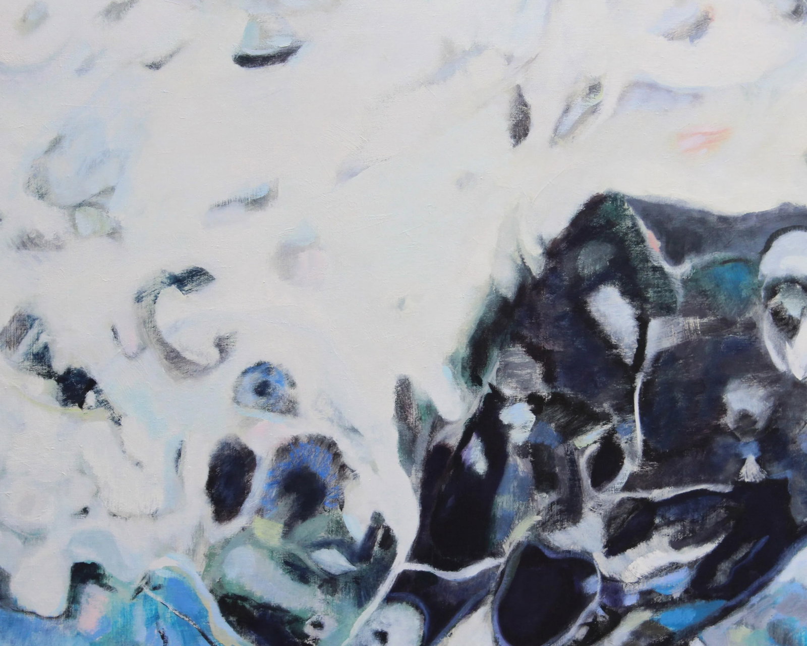 Ronald D. Newman Signed Oil on Canvas "Large Rocky Shore"Abstract Painting - 5