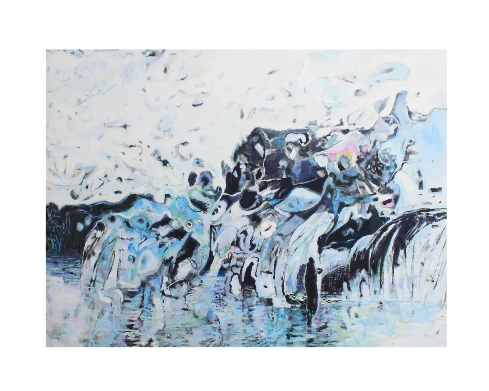 Ronald D. Newman Signed Oil on Canvas "Large Rocky Shore"Abstract Painting - 8