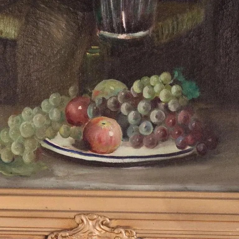 Antique Oil on Canvas Genre Painting of a Boy Serving Wine M. Rossi C1890 - 5