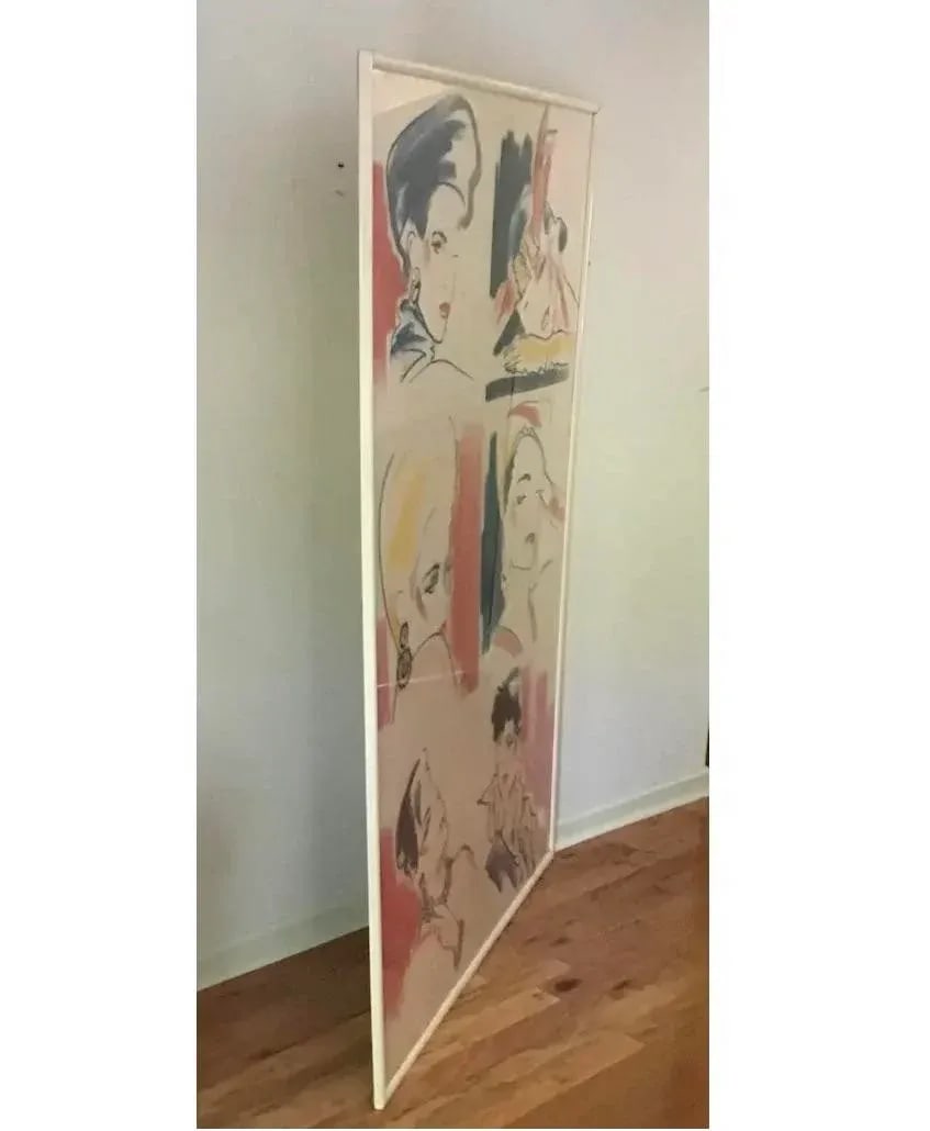 Mid-Century Modern Large Scale Vintage Art Fashion Design Collage Wall Decor, Framed 73.5" X 49.5" - 3
