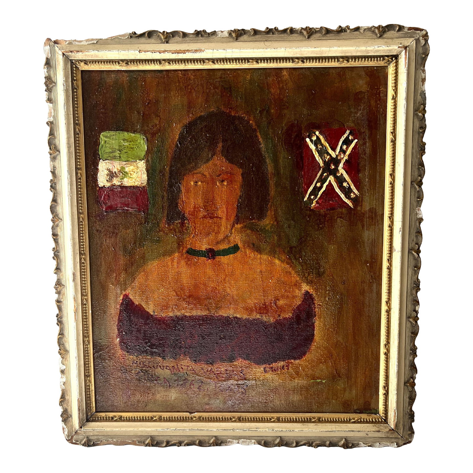 Folk Art Painting by Latin Artist, Elias Telles: Folk Art Painting by Elias Telles. Telles is a self taught painter and has become quite sought after and collectible. He speaks to the Historical figures and community with his unique subject matter