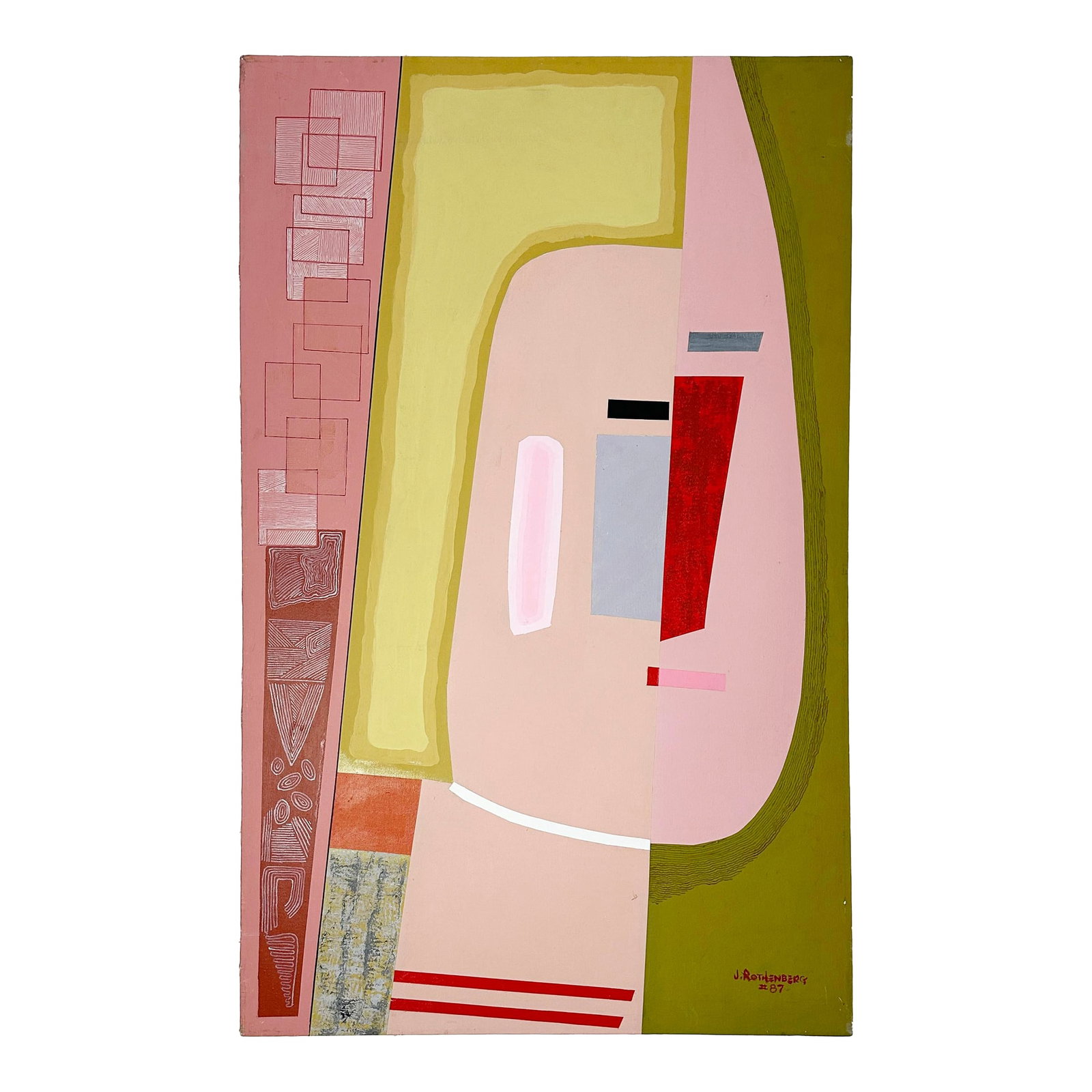 J. Rothenberg (Active C. 1935-1990) Cubist Modernist Original Painting (1 of 11)