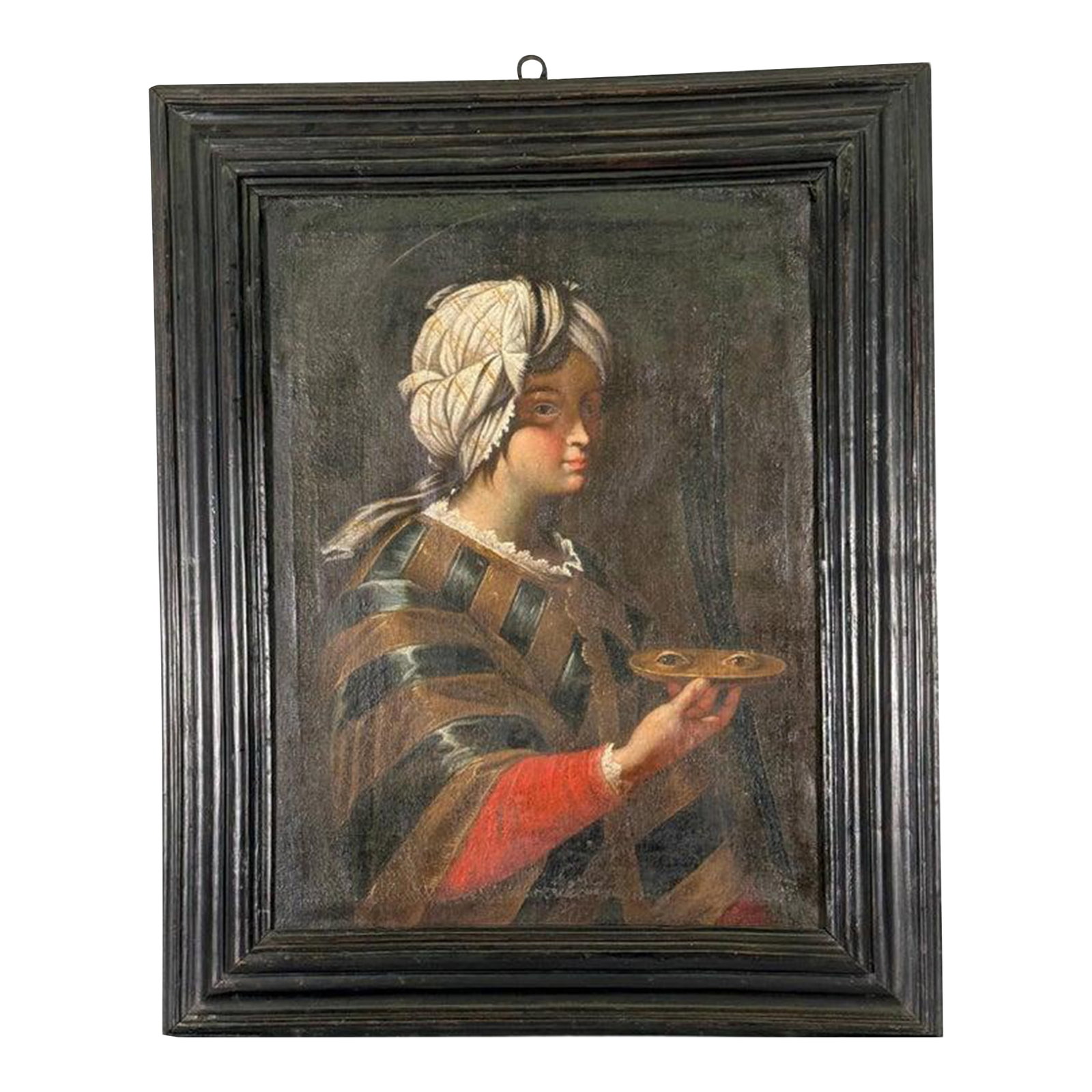 16th Century Italian Painting of Santa Lucia in a 18th Century French Frame: 16th Century Italian Painting of Santa Lucia in a 18th Century French Frame. Beautiful condition - purchased in France. Age appropriate wear, see detailed photos. The Inner Height of Painting without
