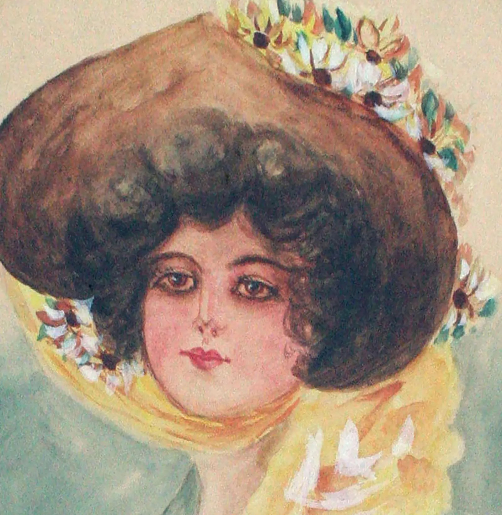 Gibson Girls Watercolor Portraits 1920s Fashion Illustrations- Set of 2, by Charles Hollman - 10
