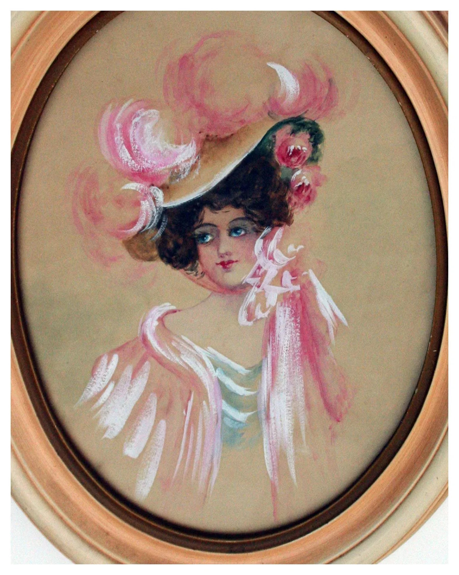 Gibson Girls Watercolor Portraits 1920s Fashion Illustrations- Set of 2, by Charles Hollman - 6