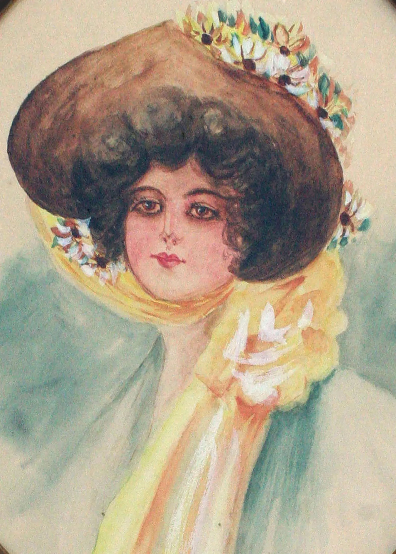 Gibson Girls Watercolor Portraits 1920s Fashion Illustrations- Set of 2, by Charles Hollman - 9