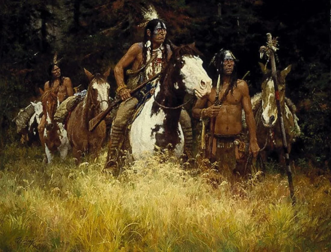 Howard Terpning "The Warning" Signed Limited Edition Lithograph - Custom Shadowbox Frame - 10