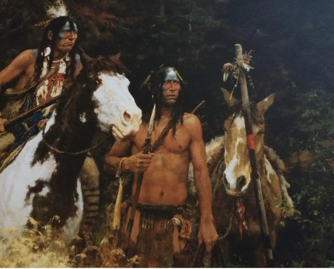 Howard Terpning "The Warning" Signed Limited Edition Lithograph - Custom Shadowbox Frame - 11