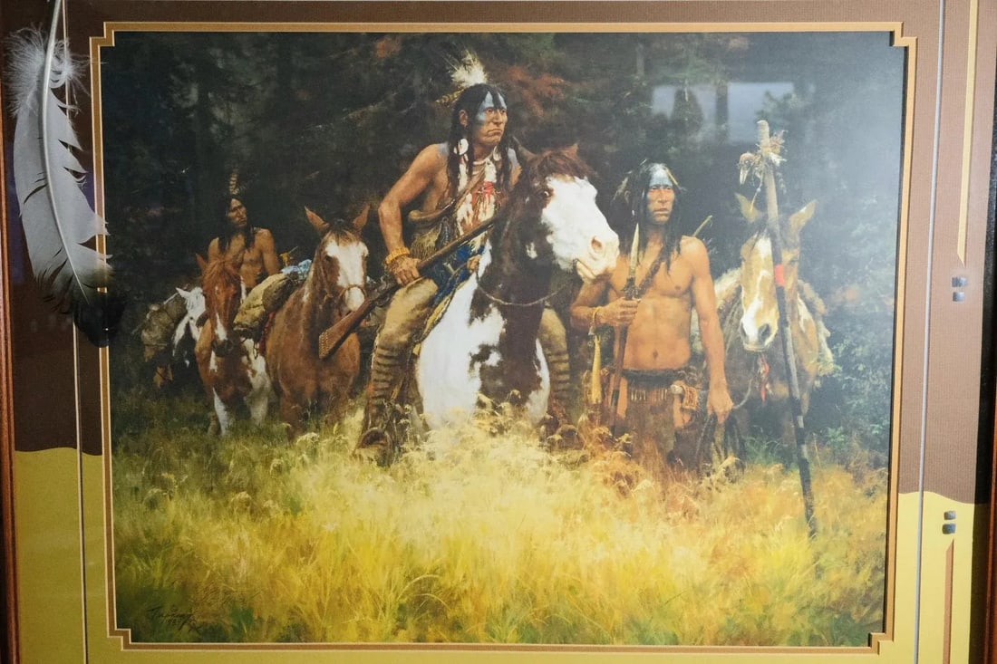 Howard Terpning "The Warning" Signed Limited Edition Lithograph - Custom Shadowbox Frame - 3