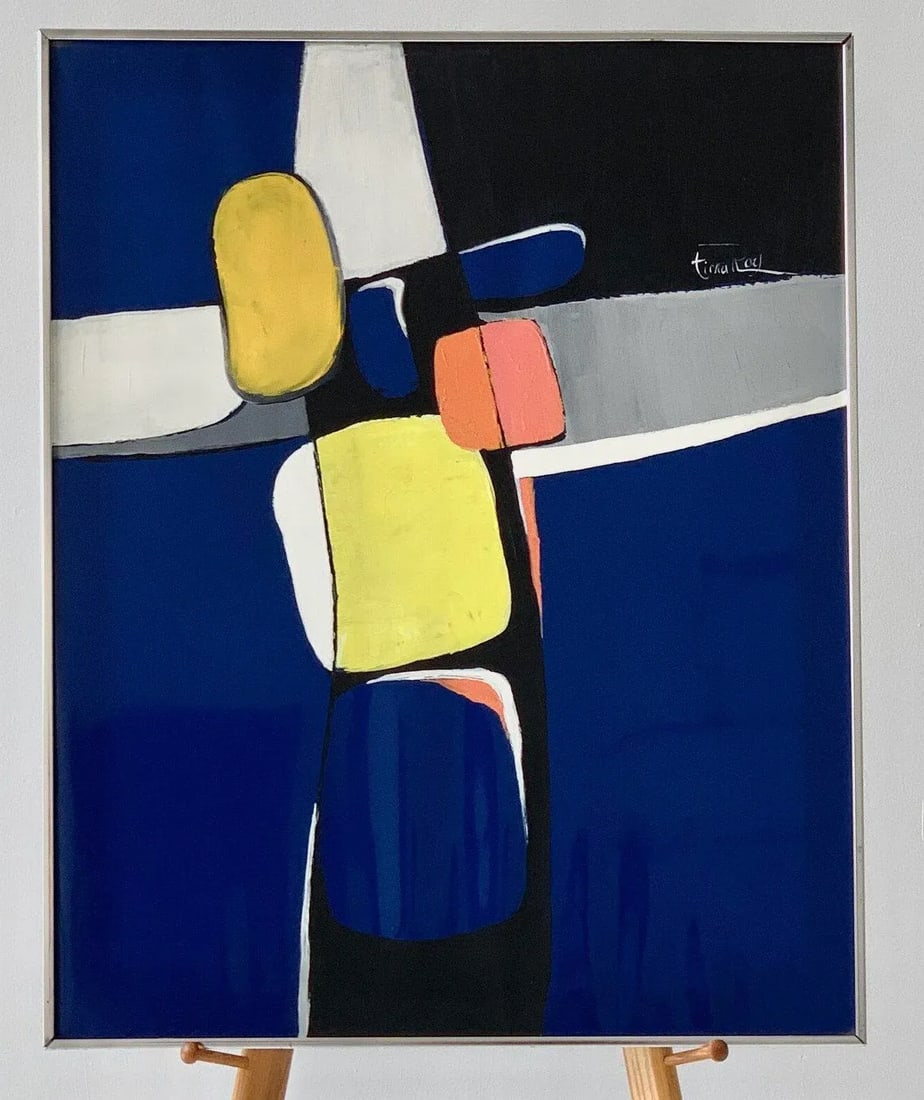 Vintage 1960s "Photraiture" Abstract Portrait Acrylic on Vinyl Painting Signed Tina Roy - 6