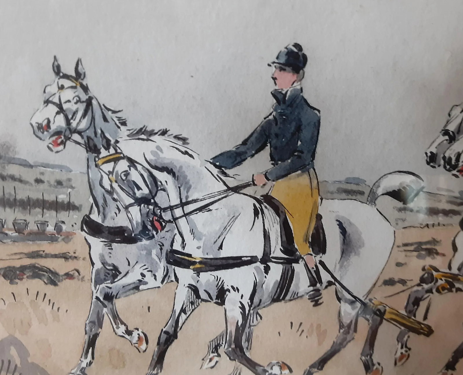 Antique Military Watercolor Painting - 4
