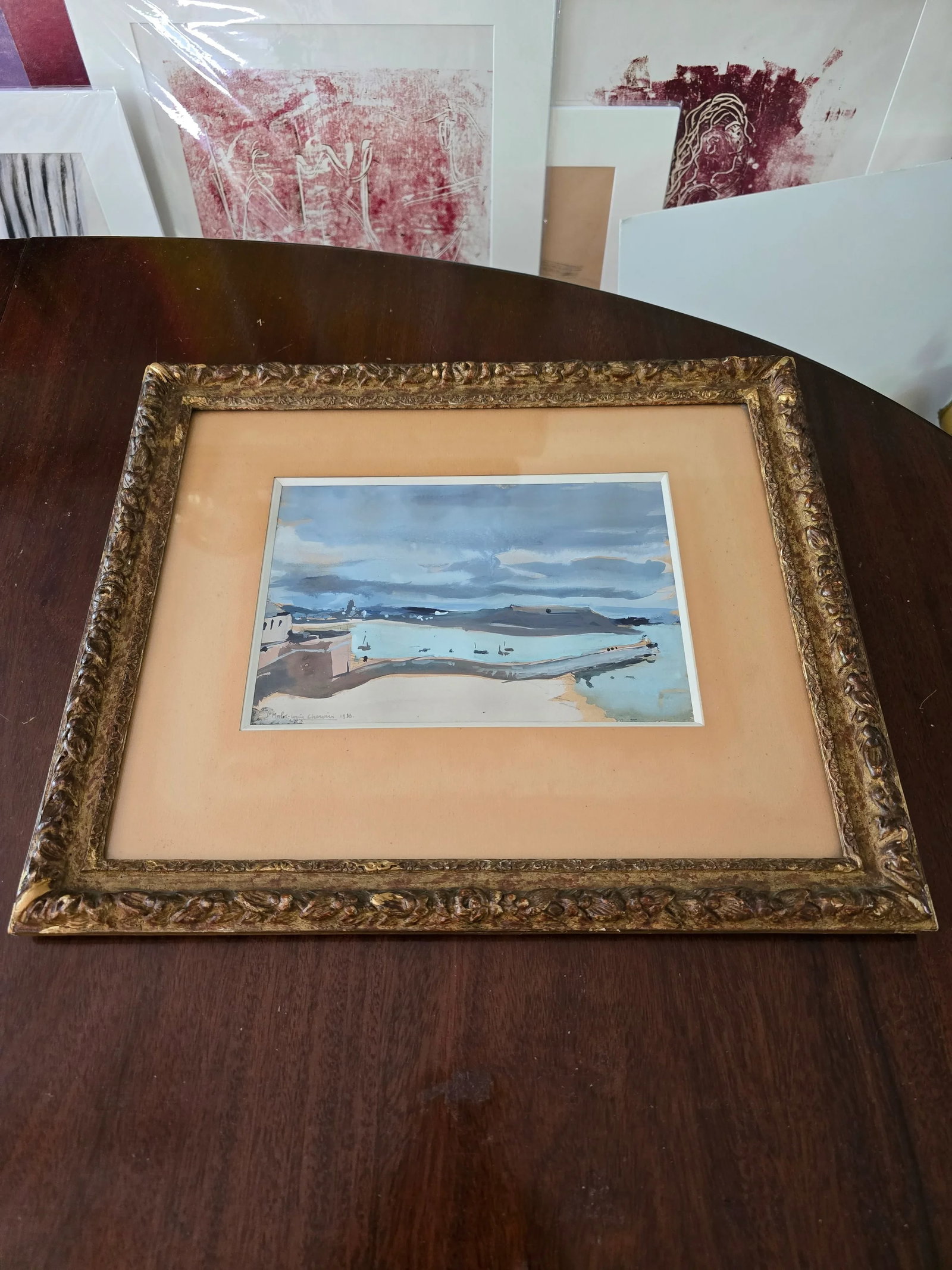 Early 20th Century Antique Signed Painting Impressionist Beach Scene, Framed - 12