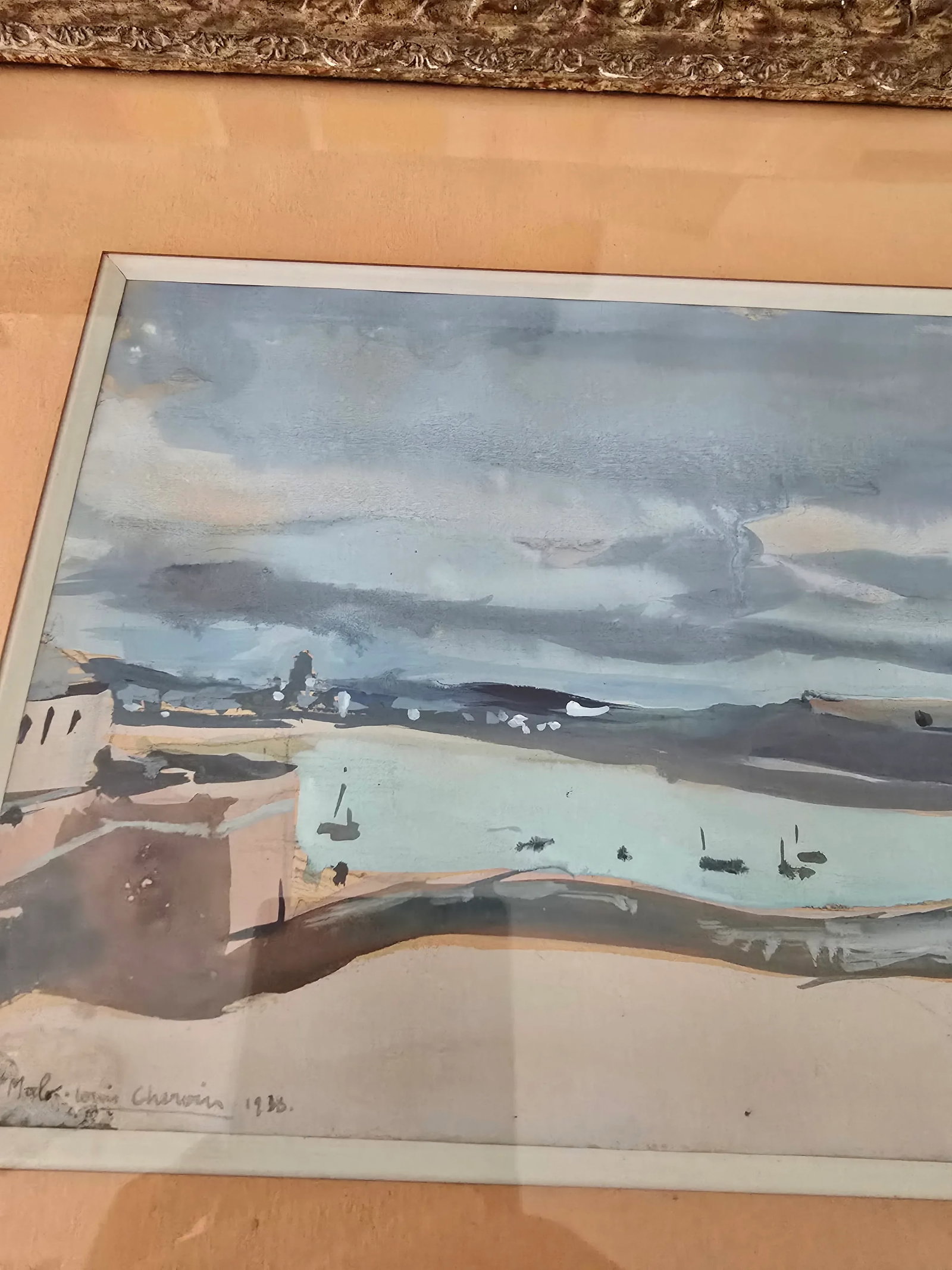 Early 20th Century Antique Signed Painting Impressionist Beach Scene, Framed - 2