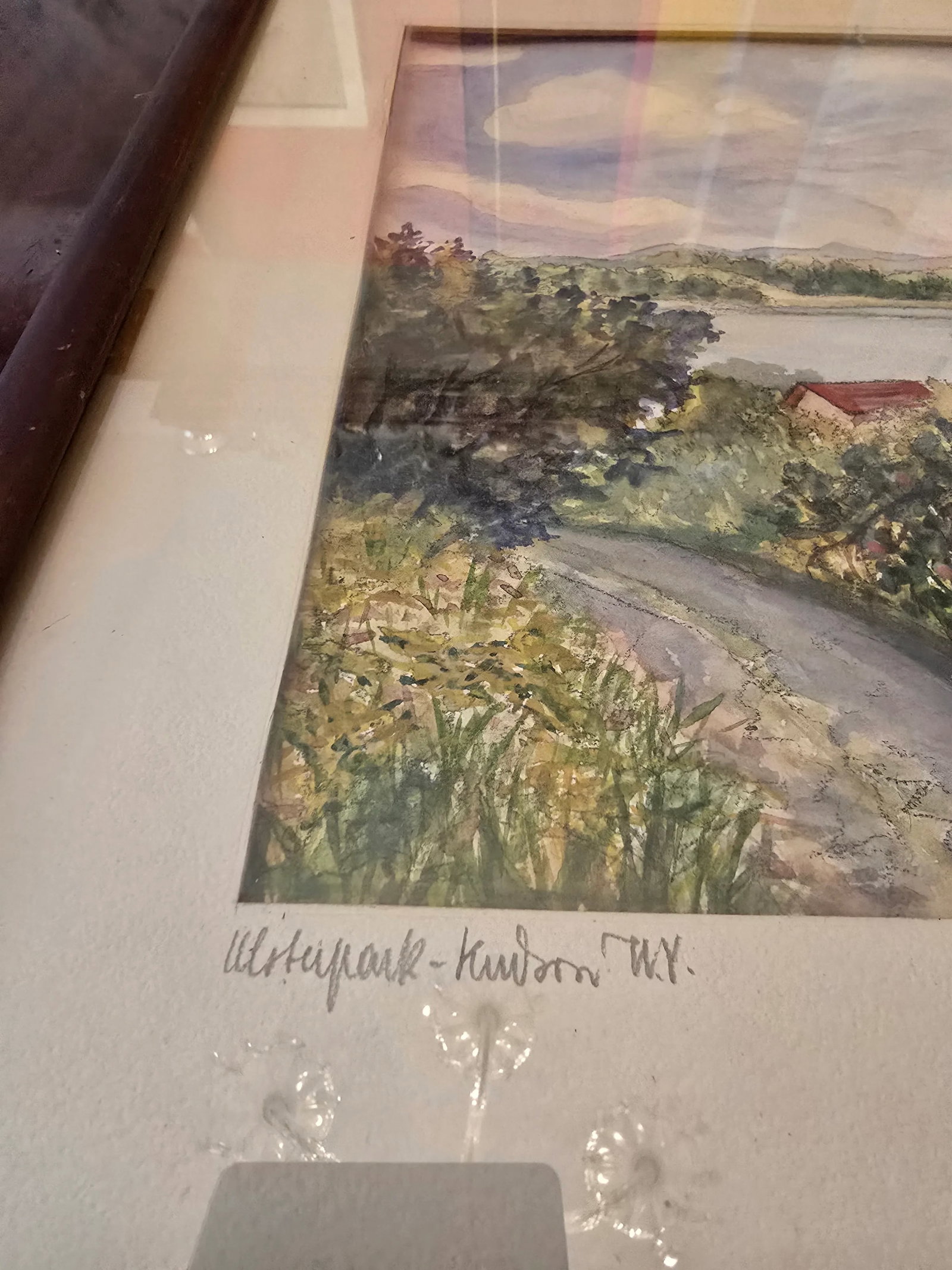 1940s Vintage Mid Century Hudson River Painting Signed, Framed - 12