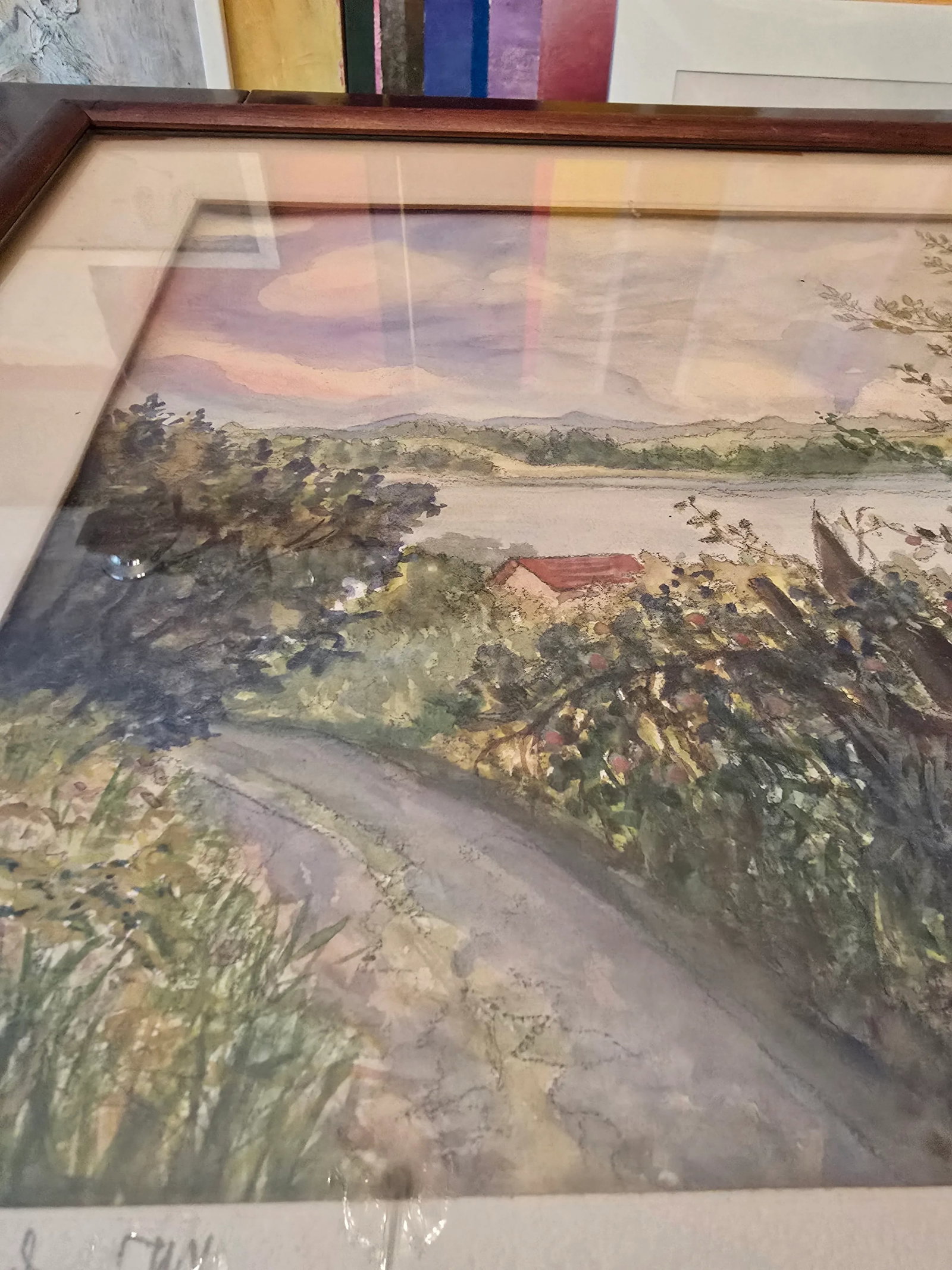 1940s Vintage Mid Century Hudson River Painting Signed, Framed - 3