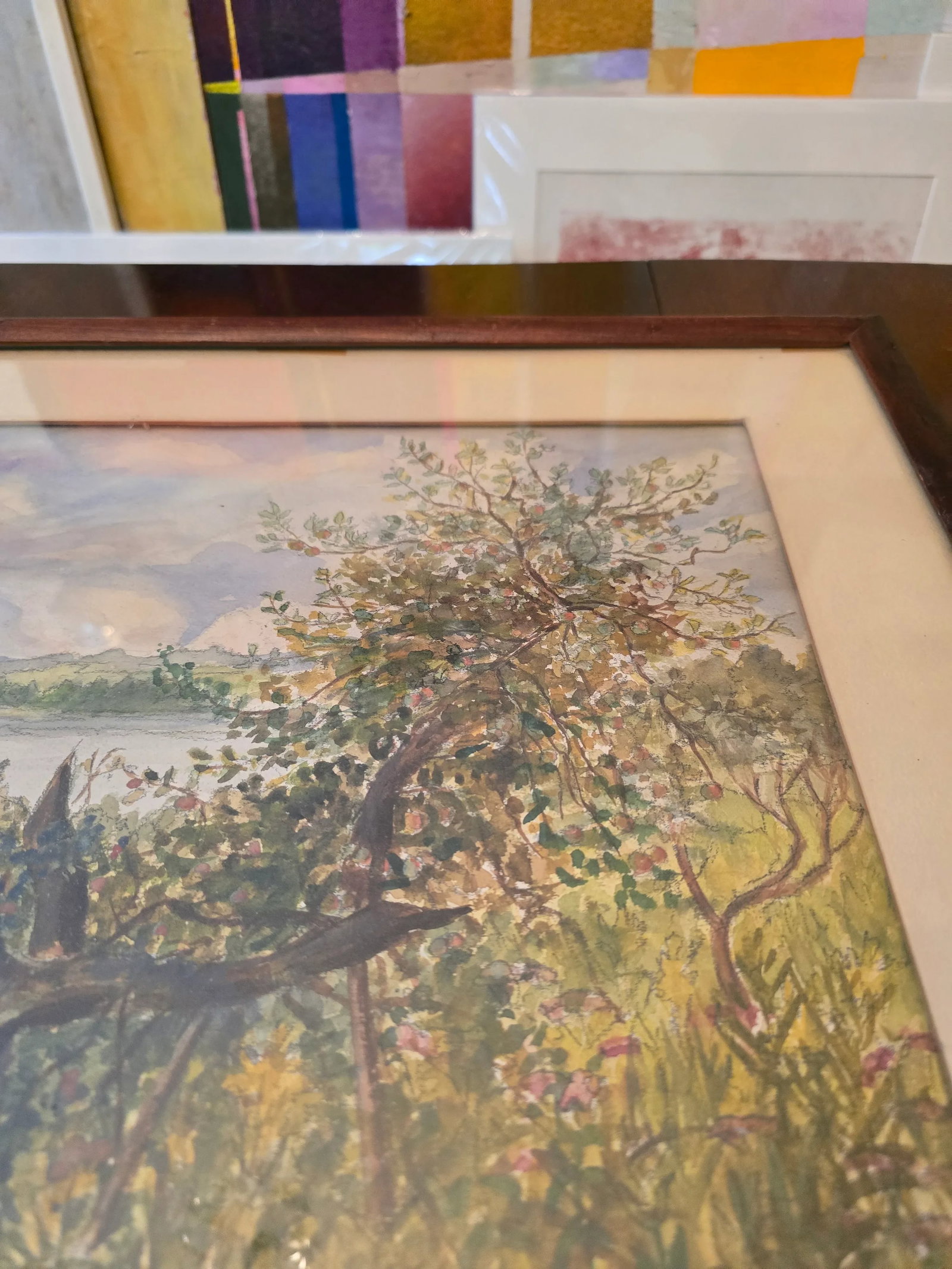 1940s Vintage Mid Century Hudson River Painting Signed, Framed - 5