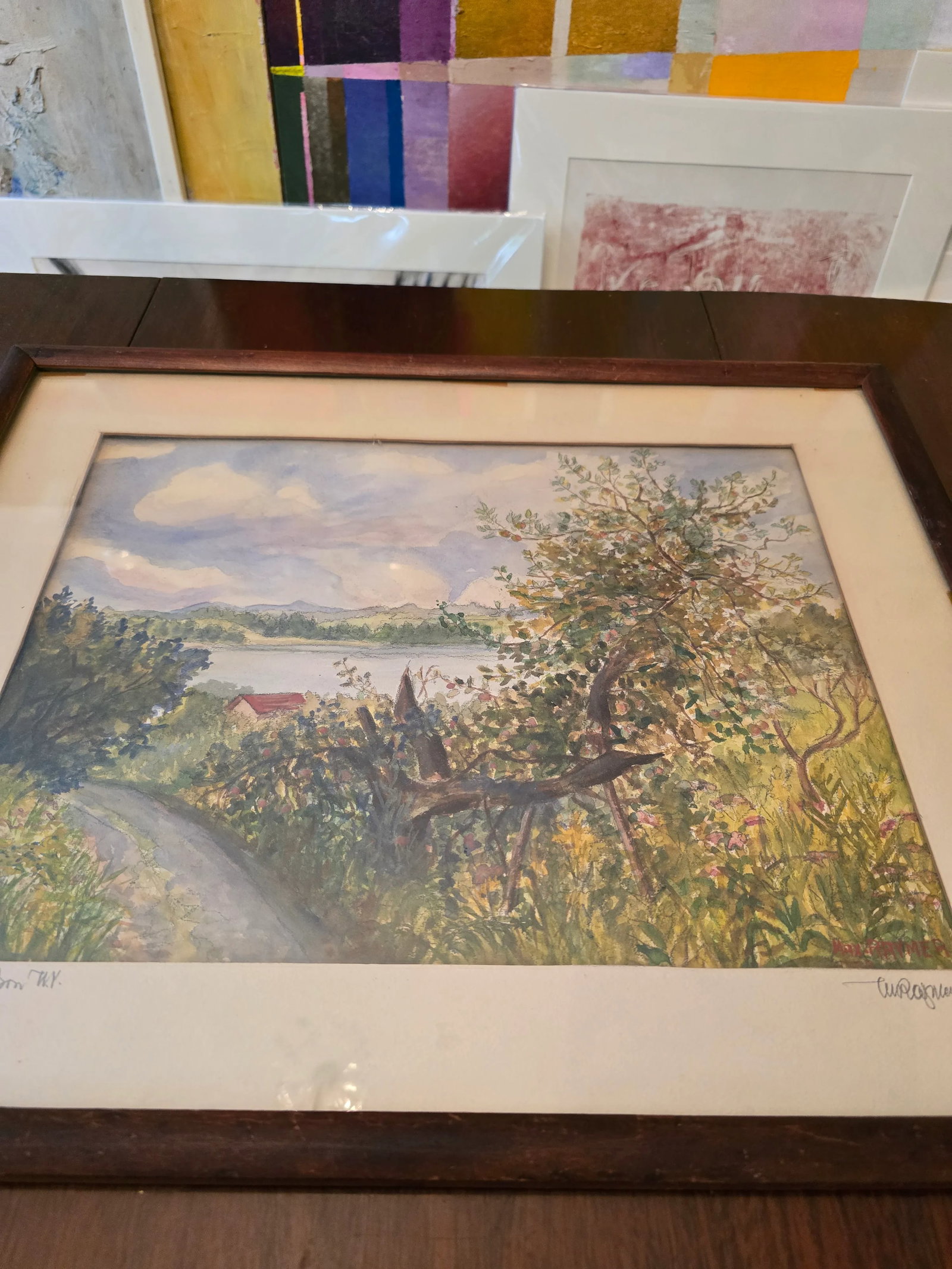 1940s Vintage Mid Century Hudson River Painting Signed, Framed - 7