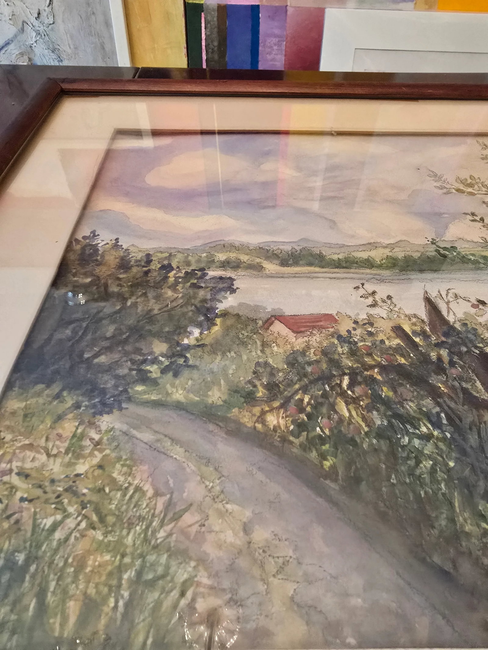 1940s Vintage Mid Century Hudson River Painting Signed, Framed - 8