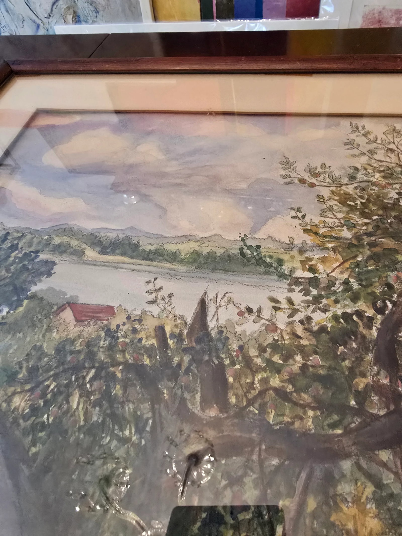 1940s Vintage Mid Century Hudson River Painting Signed, Framed - 9