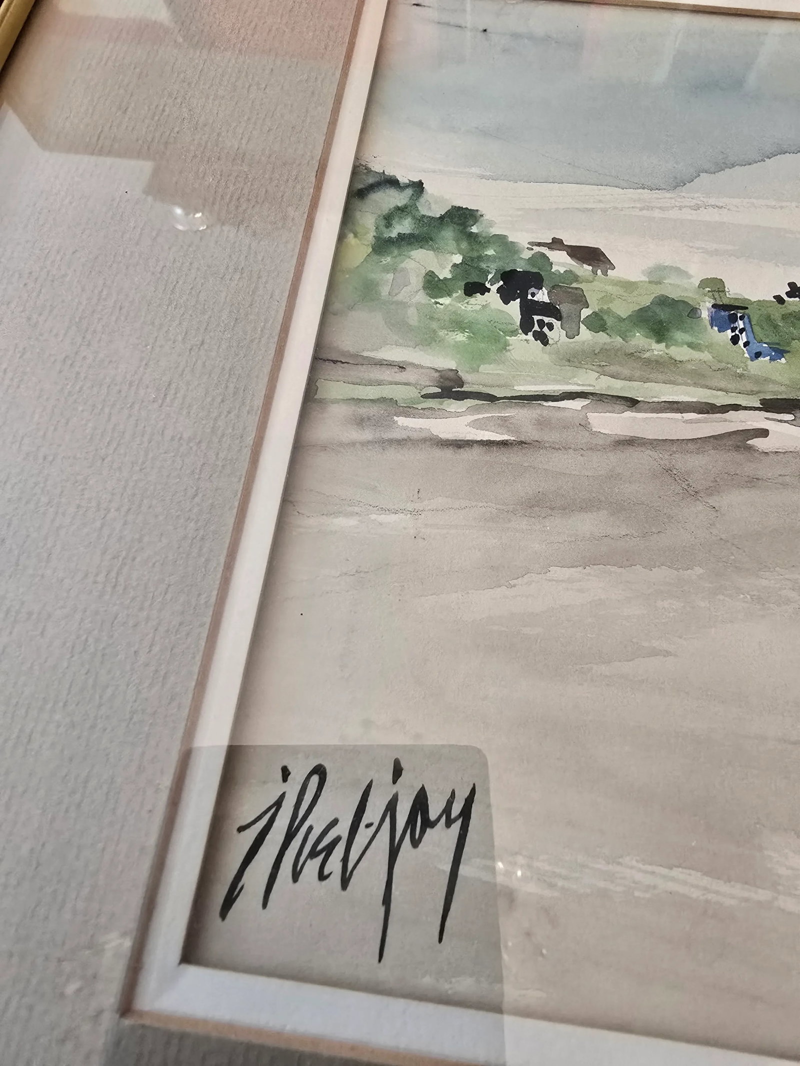 1940s Vintage Beach Painting Signed Impressionist Watercolor, Framed - 6