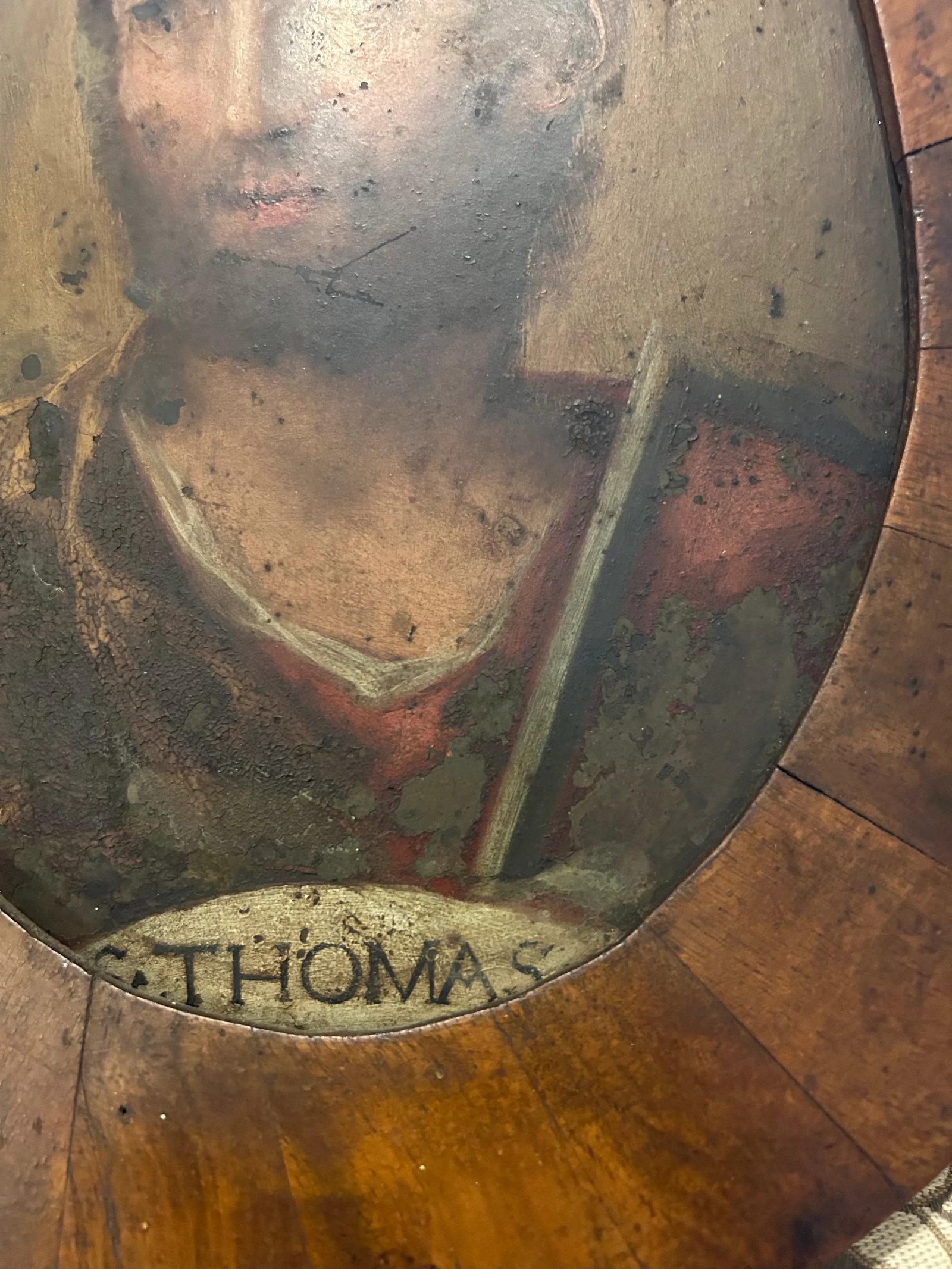 Mid 18th Century Antique Portrait of Saint Thomas, Framed - 4