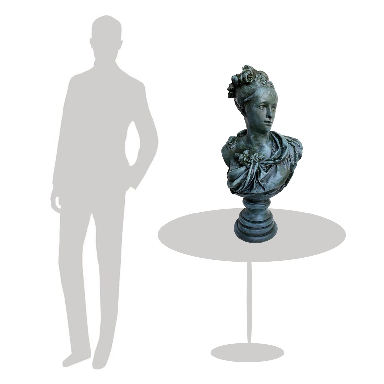 1950s Contemporary French Bronzed Plaster Bust of Marie Antoinette After Albert-Ernest Carrier-Belle - 2