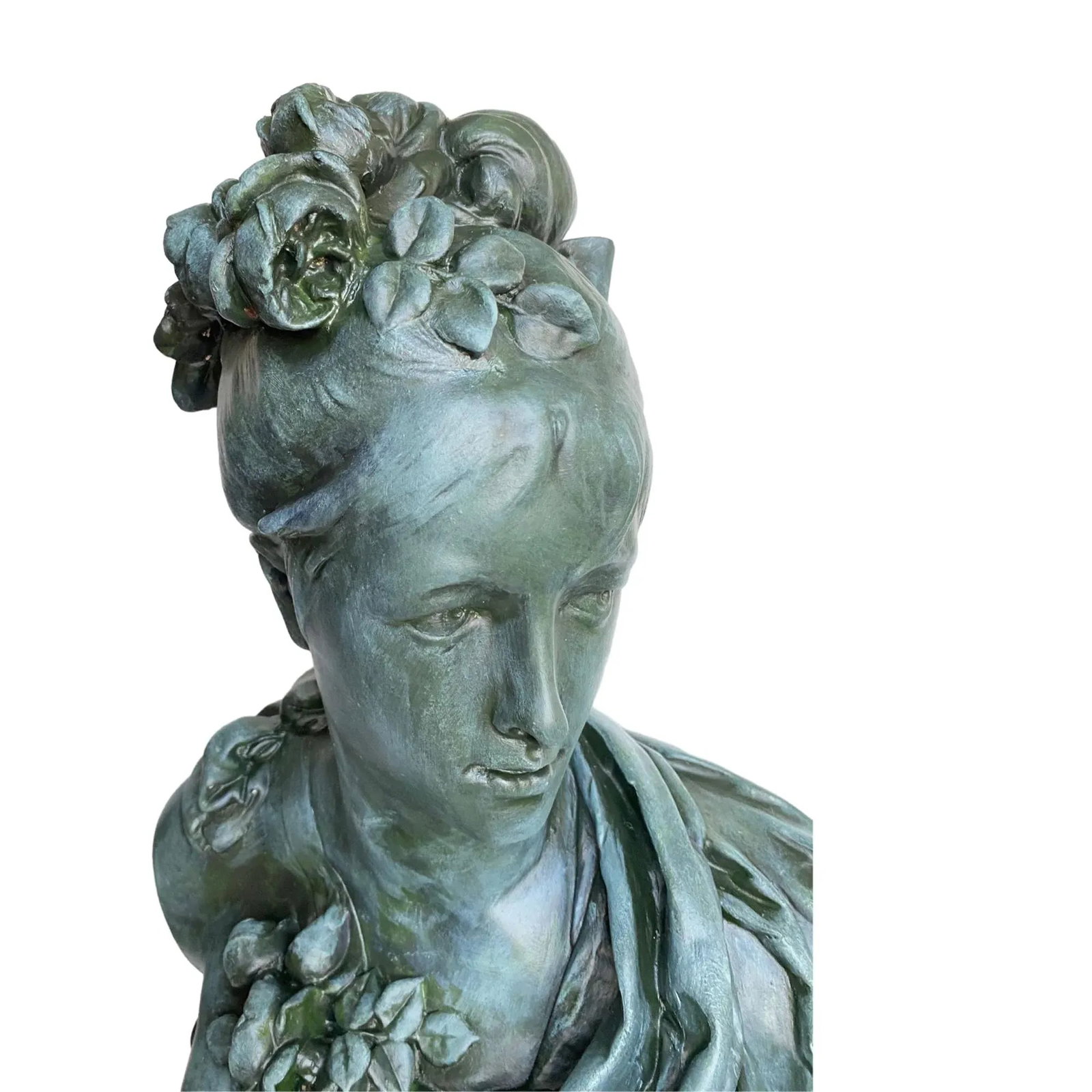 1950s Contemporary French Bronzed Plaster Bust of Marie Antoinette After Albert-Ernest Carrier-Belle - 4