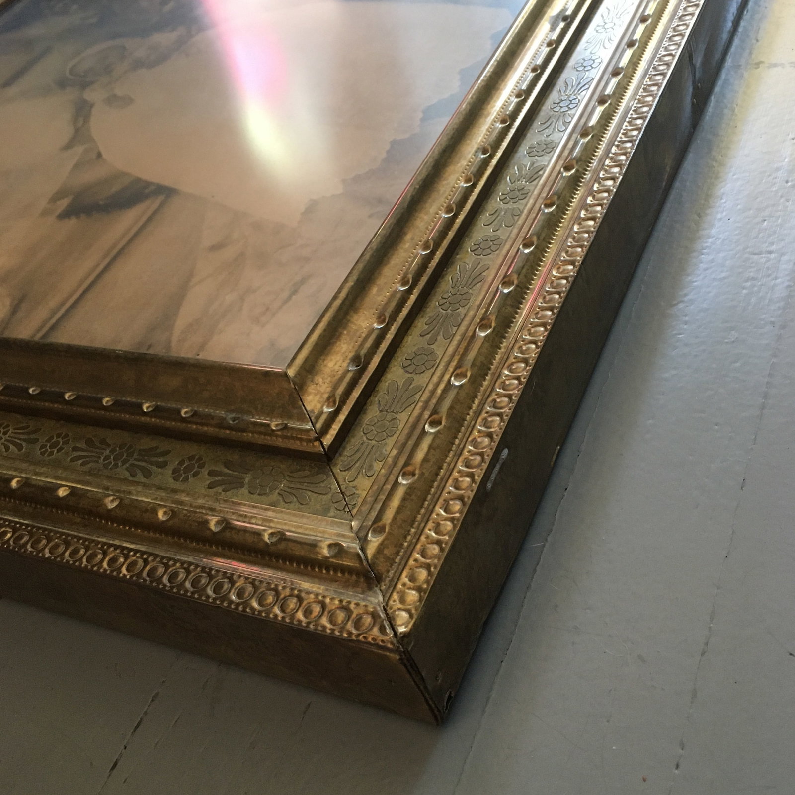 Victorian Large Brass Frame With Mourning Photo - 9