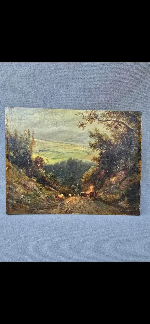 Late 19th Century Rural Landscape Painting on Wood - 2