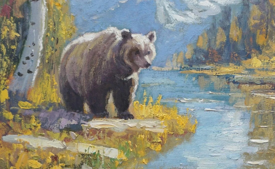 Sean Wu Original Oil Painting of Bear - 2