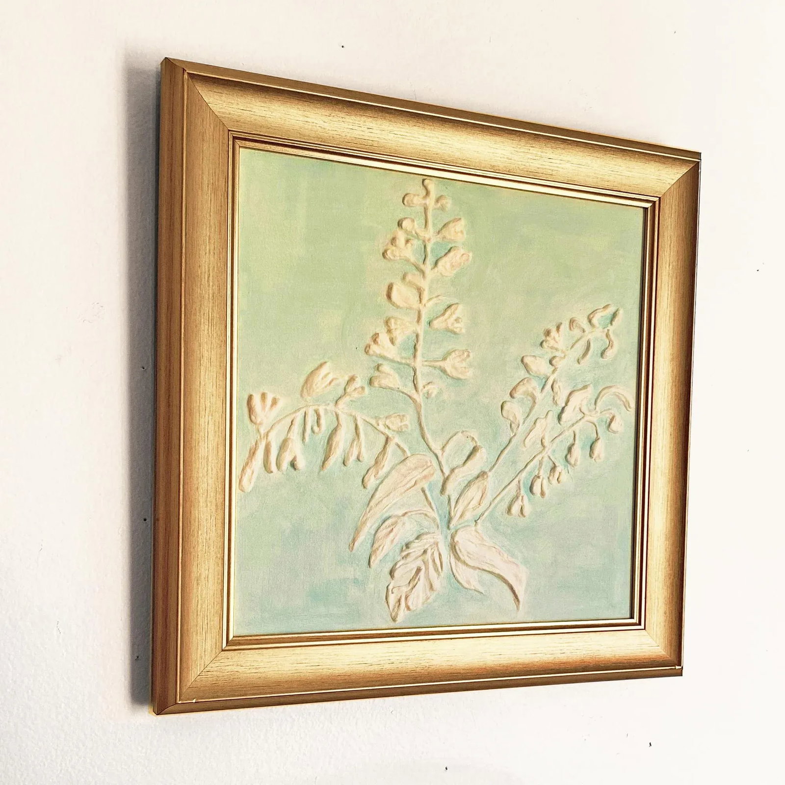 Plaster Flower Wall Art - Bas Relief by Tatiana Duperault Wabi Sabi Japandi Decor, Framed - 3