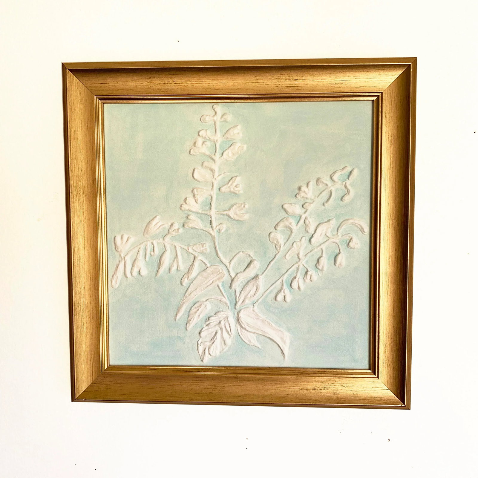 Plaster Flower Wall Art - Bas Relief by Tatiana Duperault Wabi Sabi Japandi Decor, Framed - 4