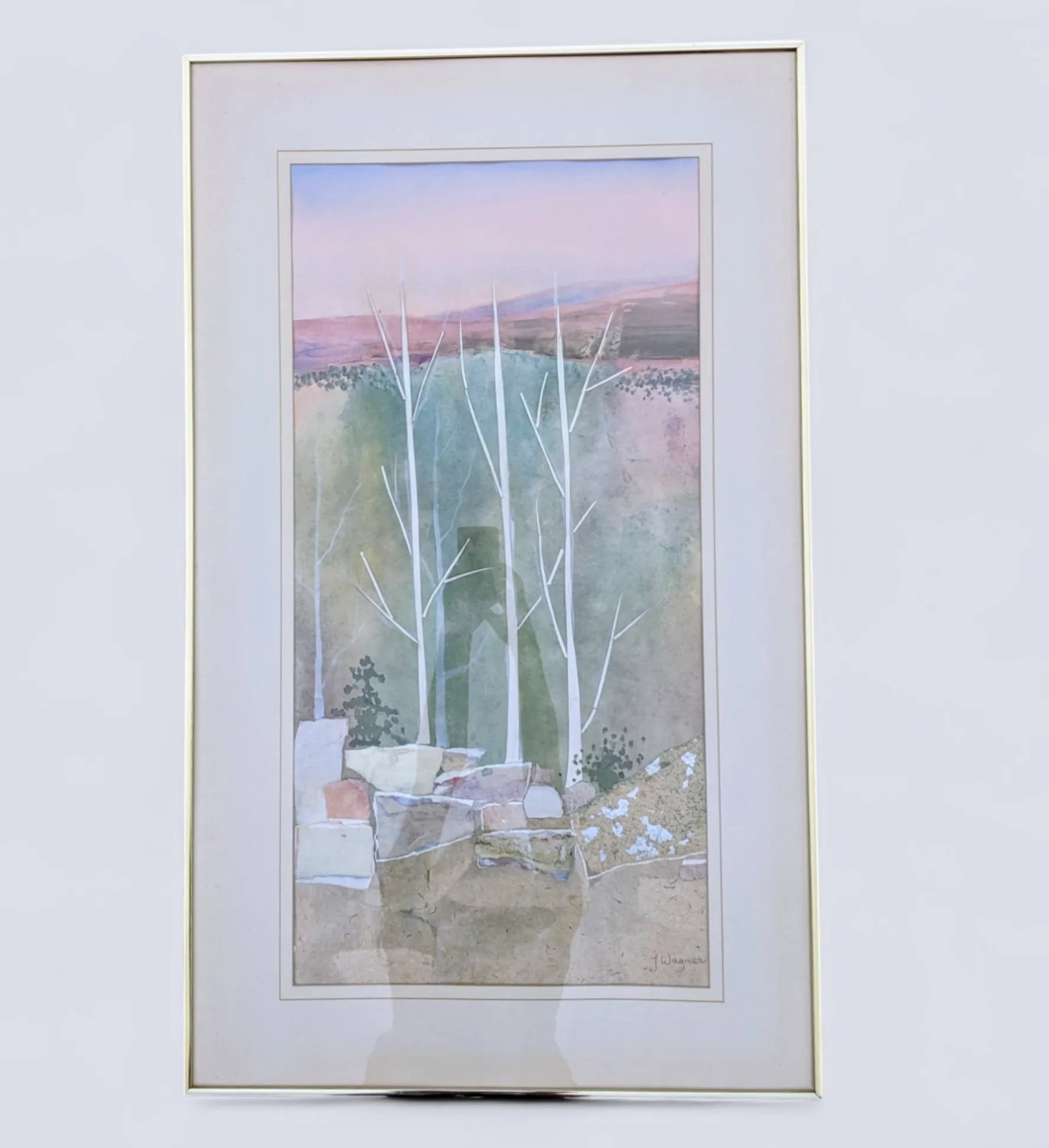 Vintage Postmodern Landscape Mixed Media Art Signed by the Artist - 11