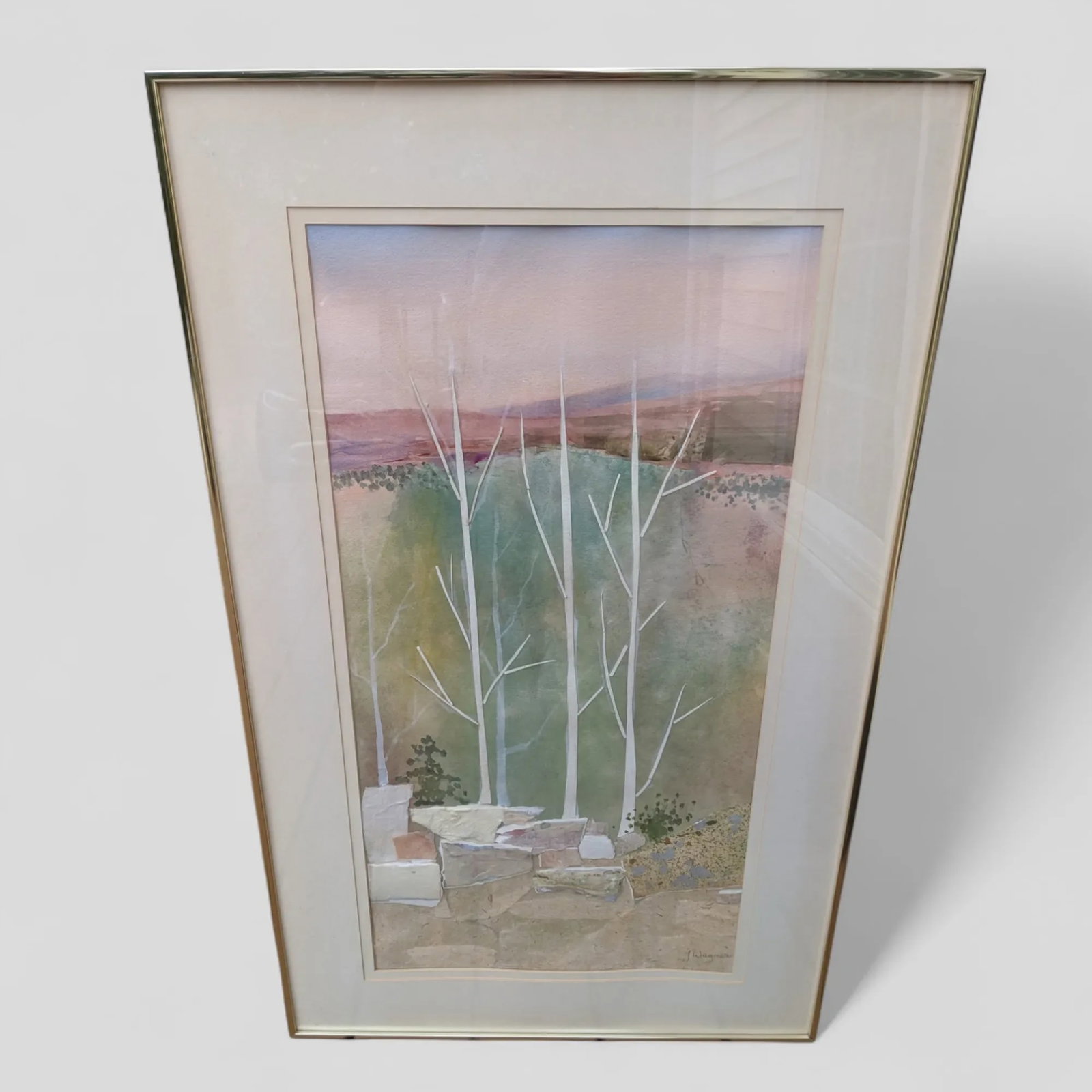 Vintage Postmodern Landscape Mixed Media Art Signed by the Artist - 8
