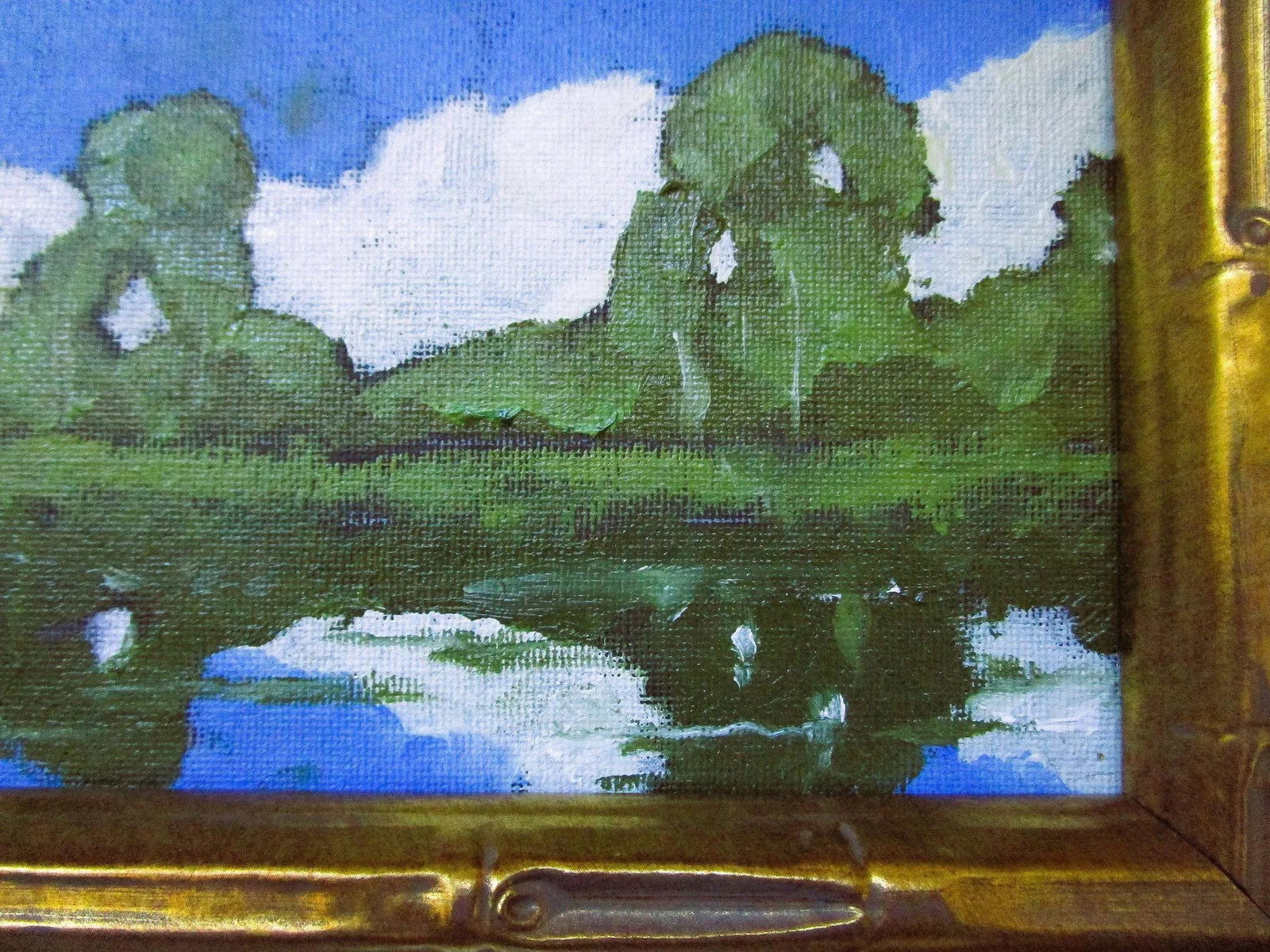 Framed 4x6 California Eucalyptus Pond Art Lynne French Oil Painting - 3