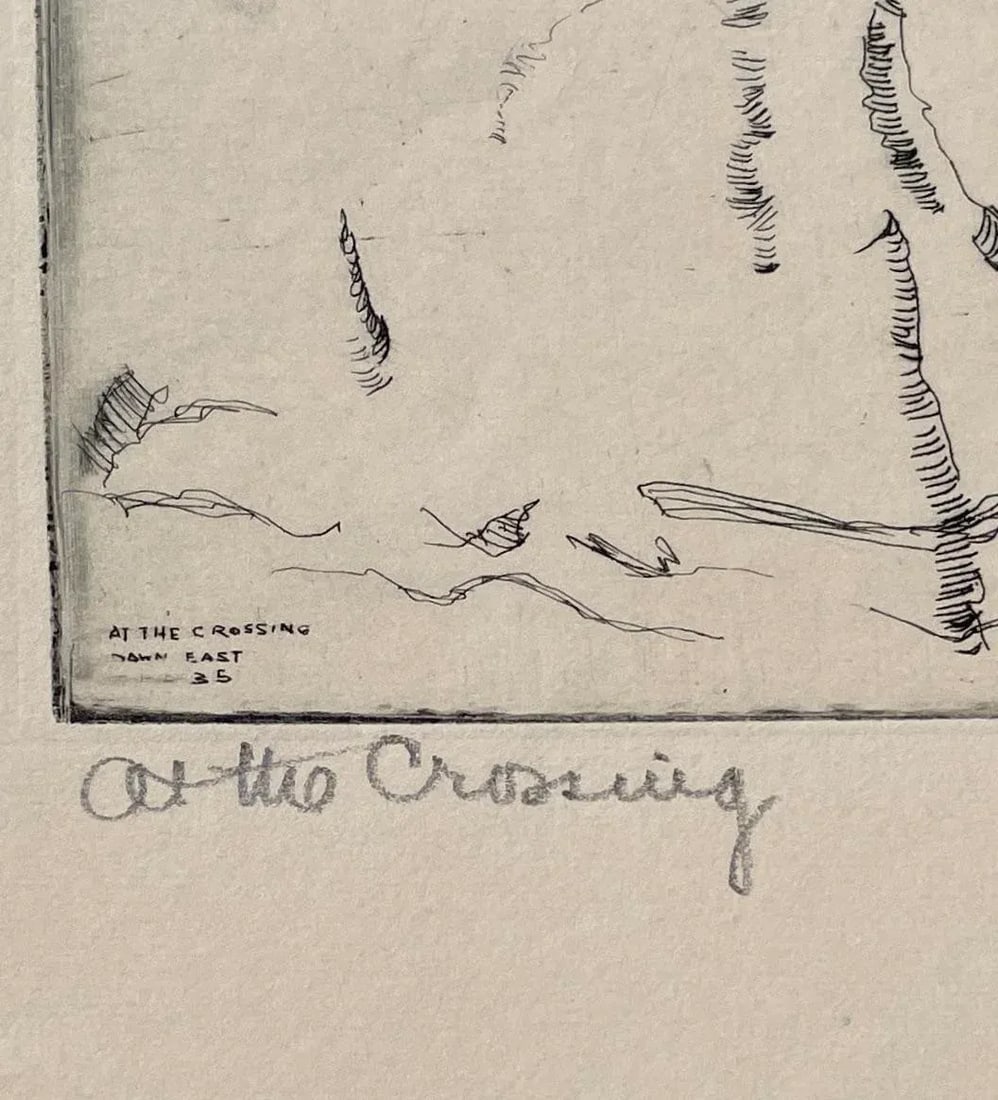 1935 Samuel Popkins at the Crossing Winter Etching - 2