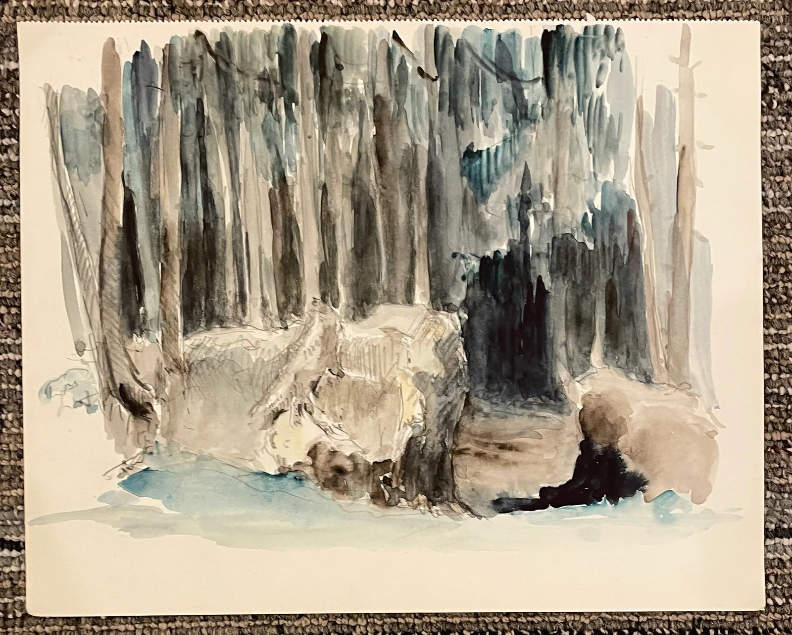 1960s Abstracted Landscape Watercolor - 2