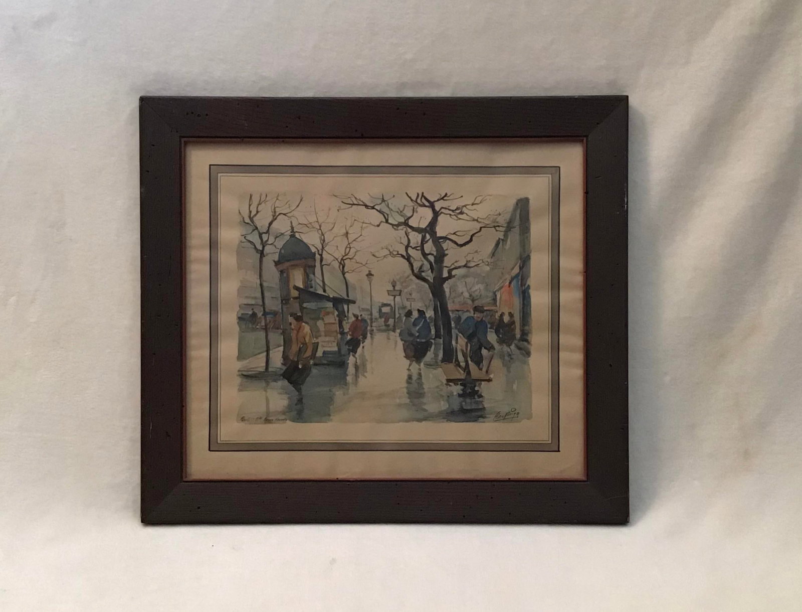 Vintage Paris Boulevard Bonne Nouvelle Watercolor Painting - 2