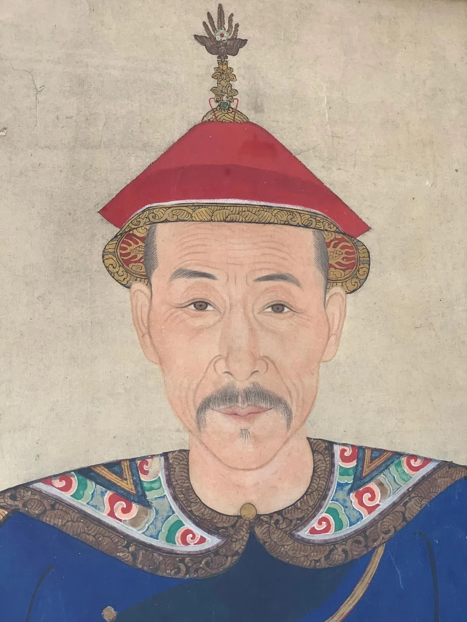 Antique Chinese Hand-Painted Ancestor Portrait - 7