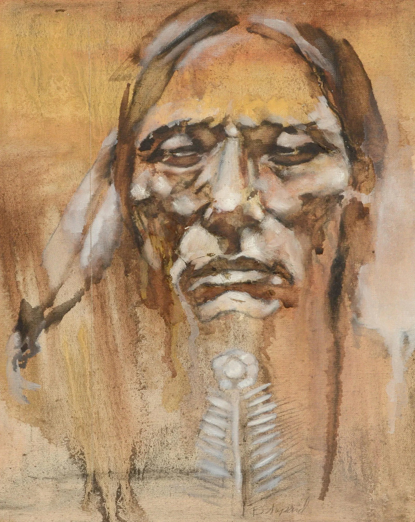 B. Shepard Impressionist Native American Portrait by Shepard 1950-1960 - 2