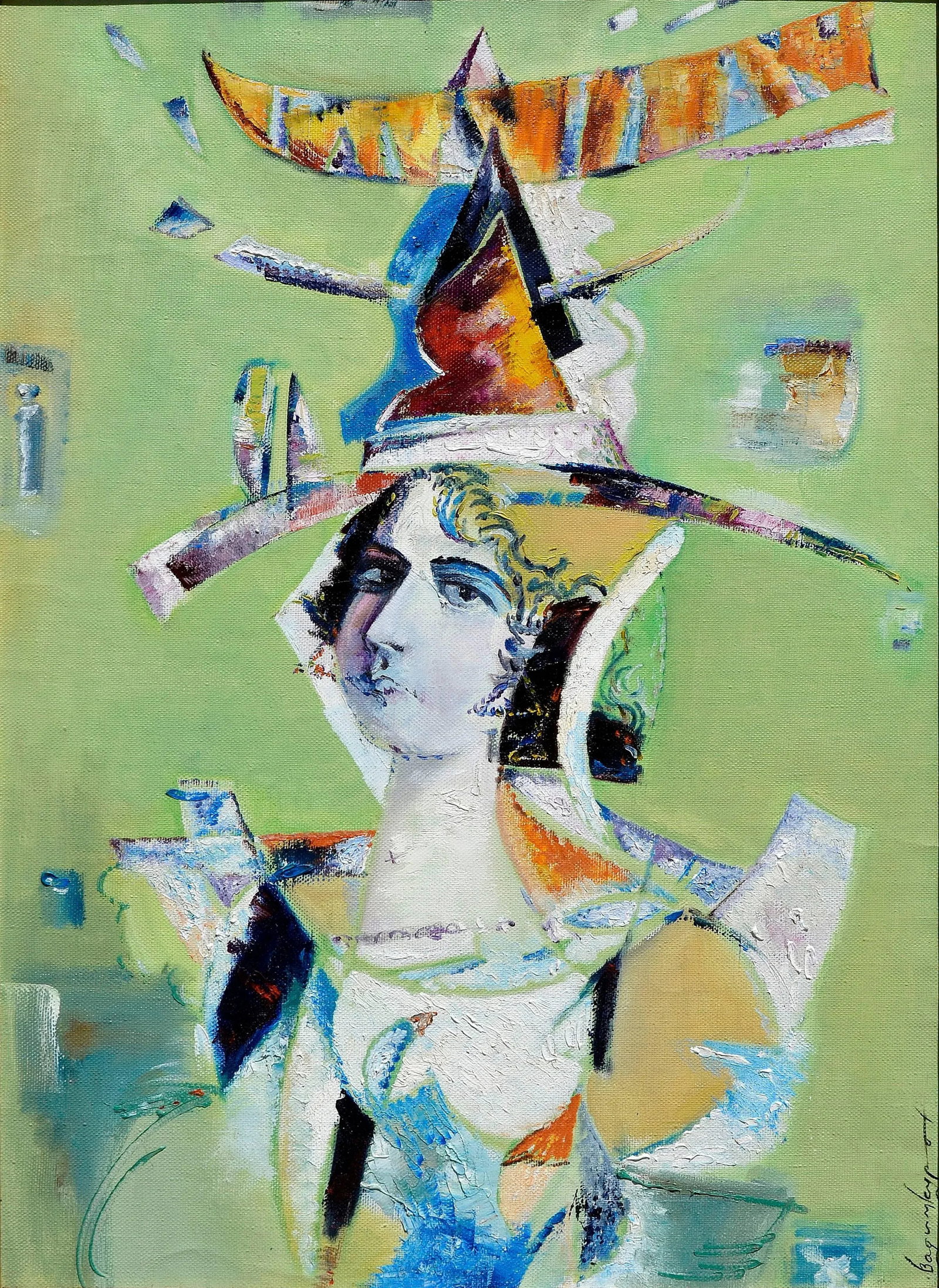 Surrealism Card Illusion Portrait by Vadim Kurov Oil on Linen 1999 - 2