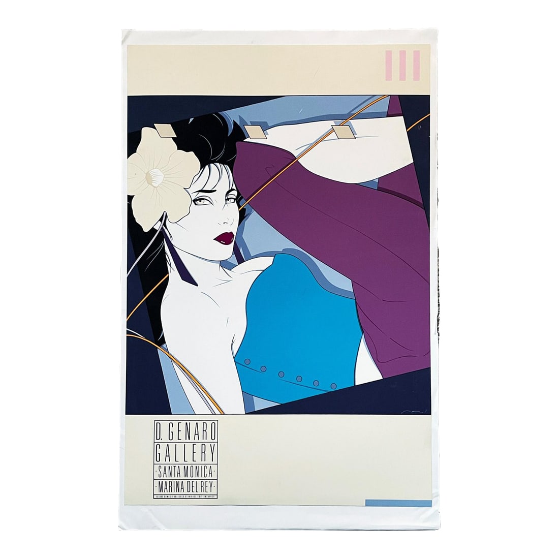 Vintage Patrick Nagel High Quality Serigraph Print, Commemorative #9: Celebrate the iconic style of the 1980s with this exquisite limited edition serigraph, Commemorative #9 by Patrick Nagel. Best known for his bold, minimalistic portraits of confident, glamorous