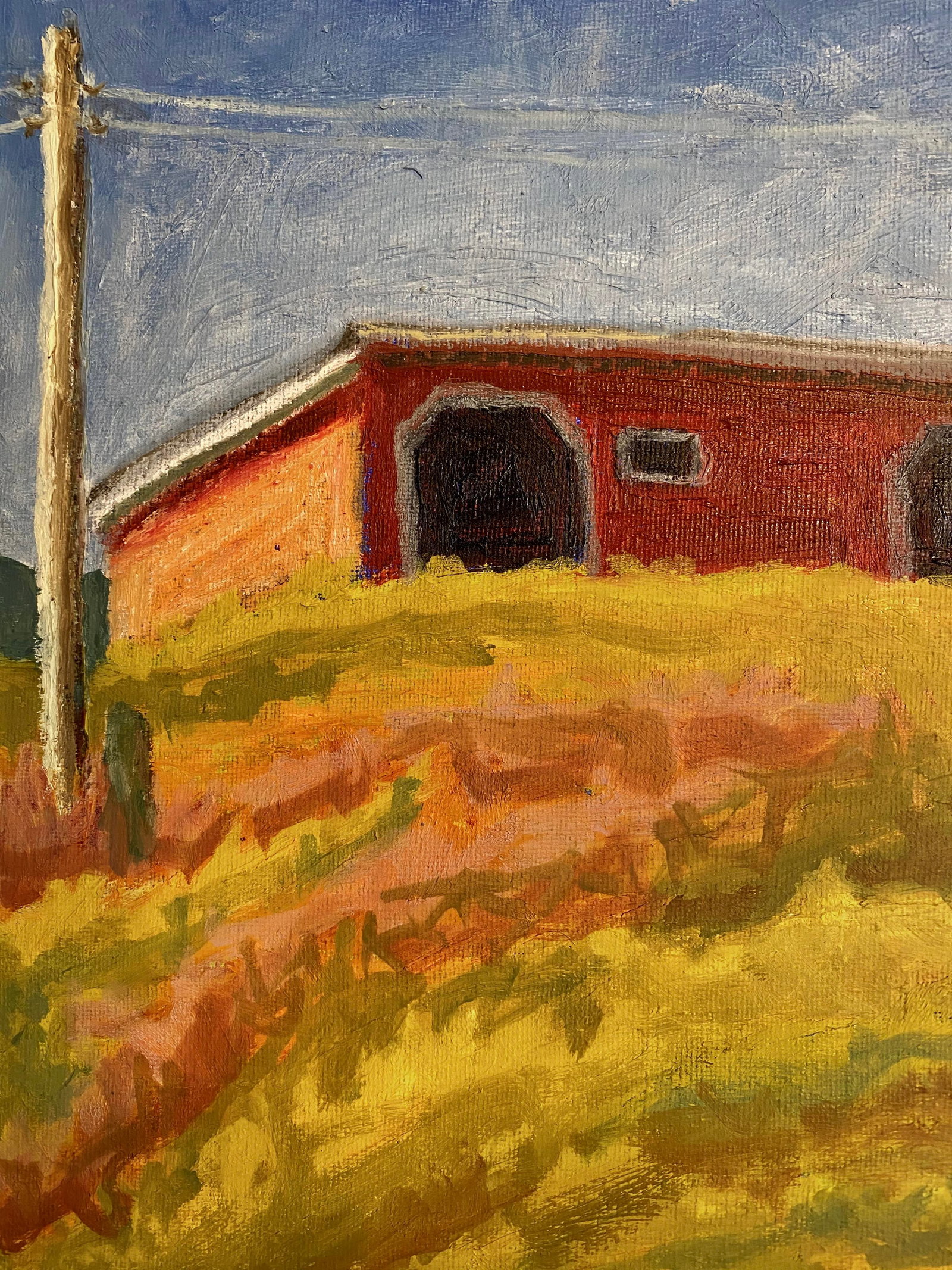 Contemporary Landscape Oil Painting, "Barn at Ft Lewis" by Teresa DiMarco - 2