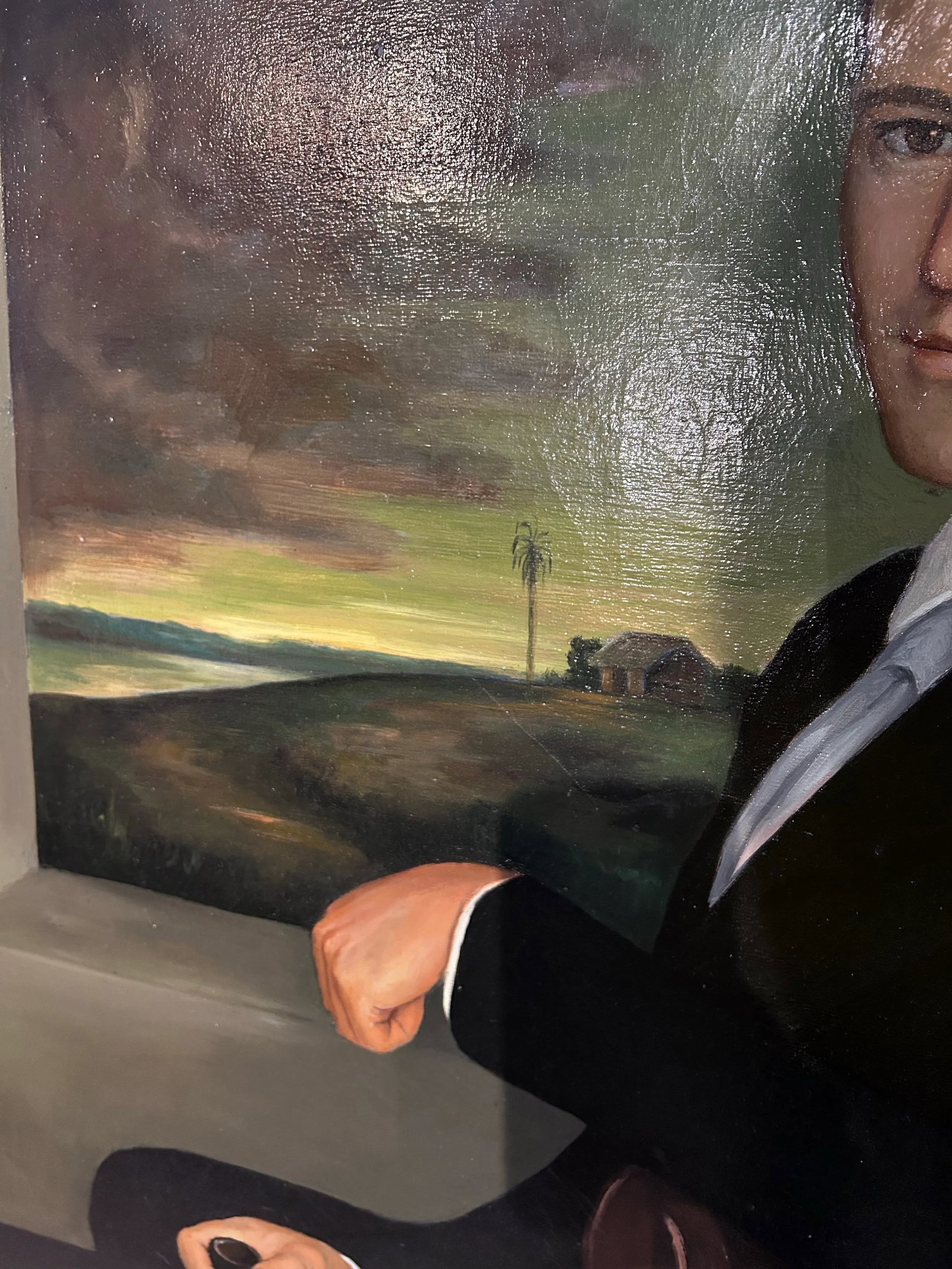 Mid 20th Century Oversized Oil Painting on Canvas, Full Height, Portrait of a Handsome Gentleman - 10