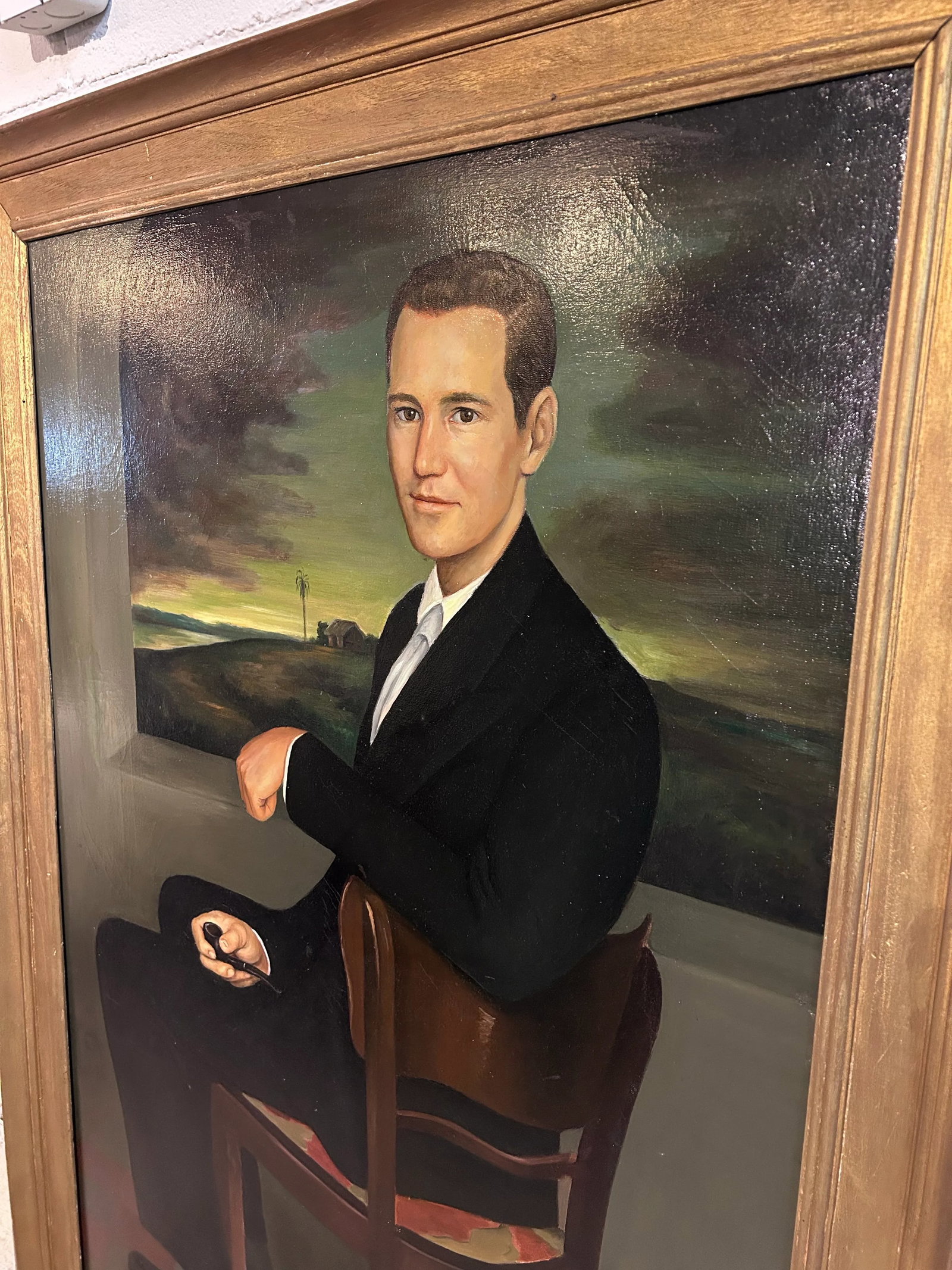 Mid 20th Century Oversized Oil Painting on Canvas, Full Height, Portrait of a Handsome Gentleman - 12