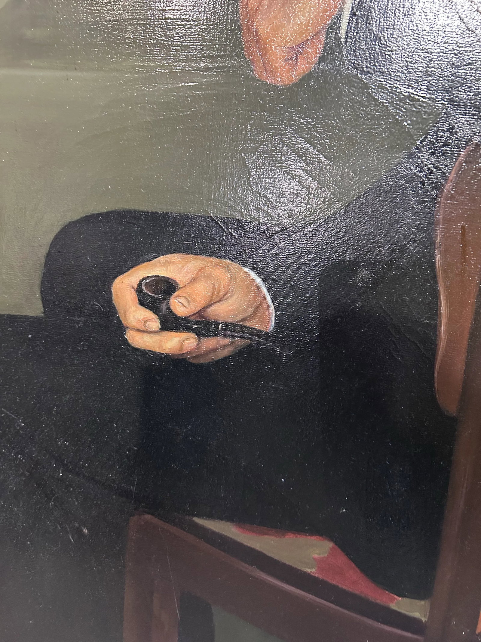 Mid 20th Century Oversized Oil Painting on Canvas, Full Height, Portrait of a Handsome Gentleman - 3