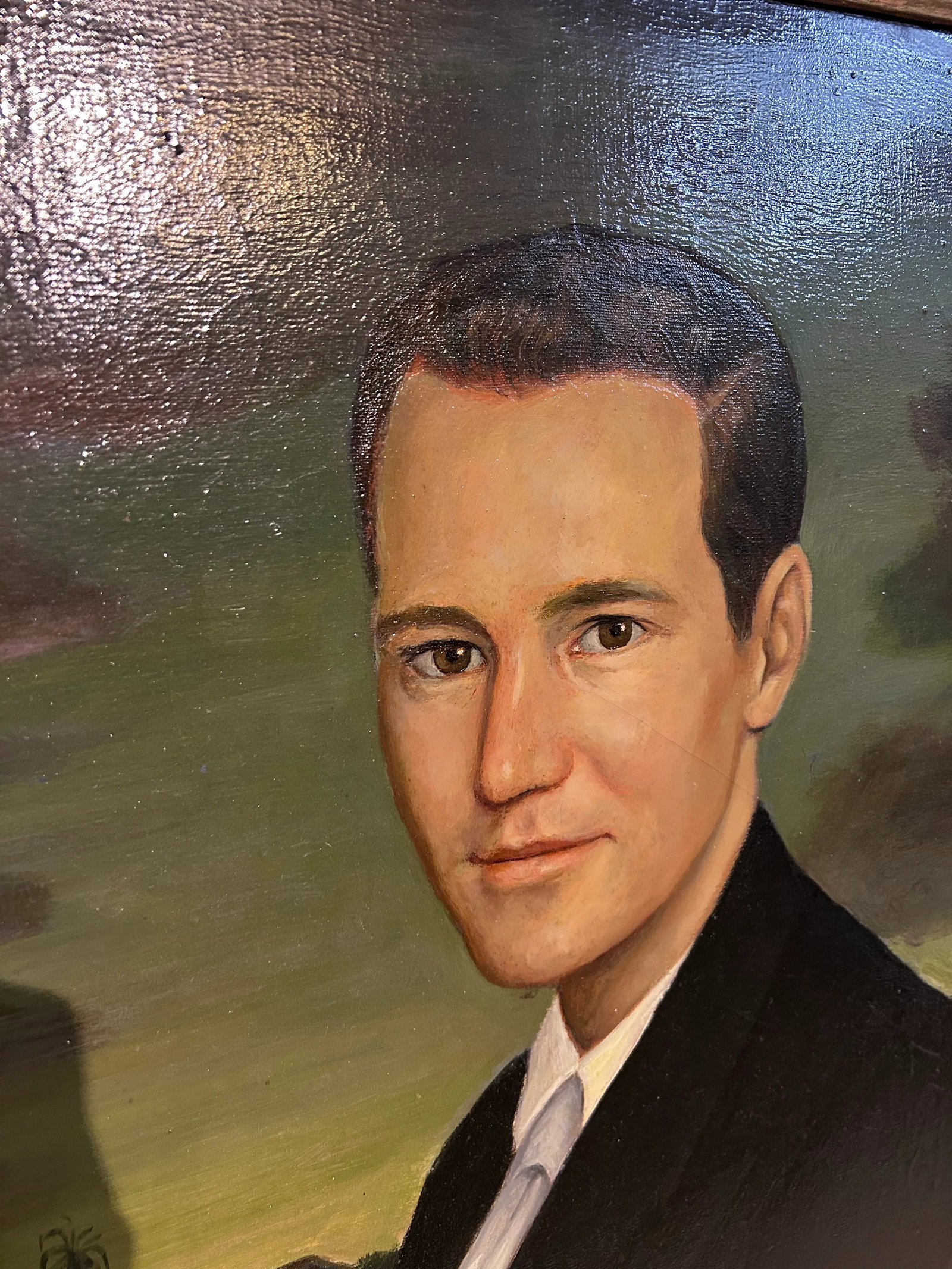 Mid 20th Century Oversized Oil Painting on Canvas, Full Height, Portrait of a Handsome Gentleman - 4