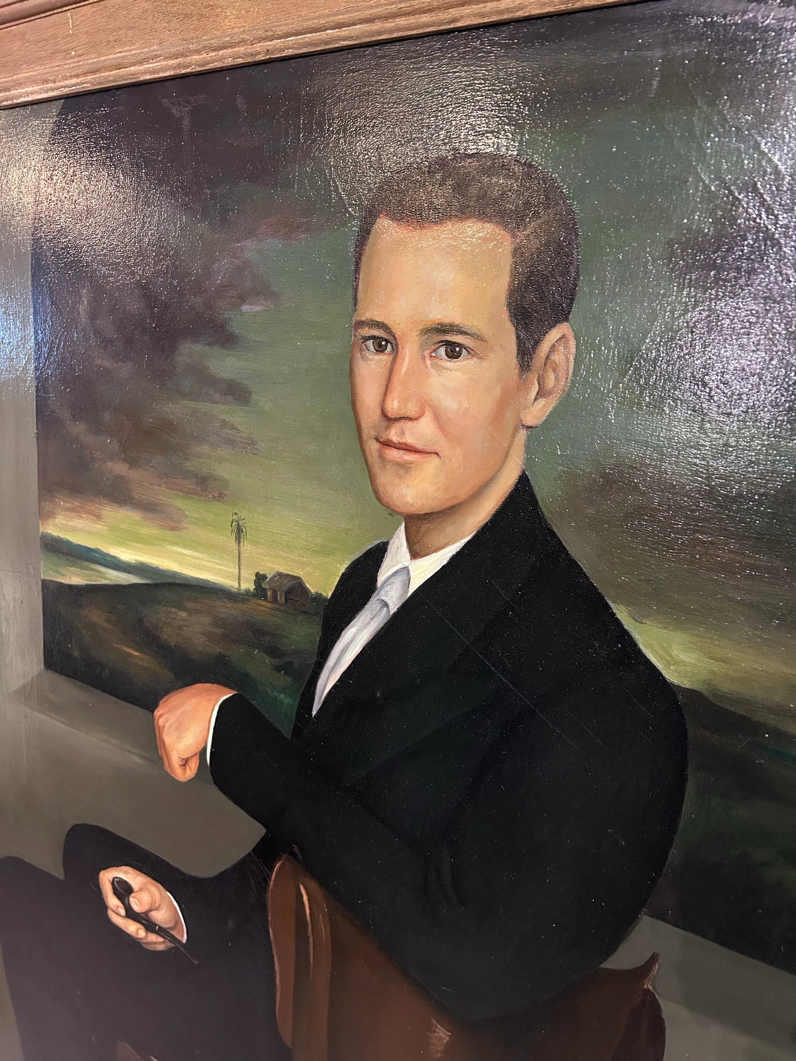 Mid 20th Century Oversized Oil Painting on Canvas, Full Height, Portrait of a Handsome Gentleman - 5