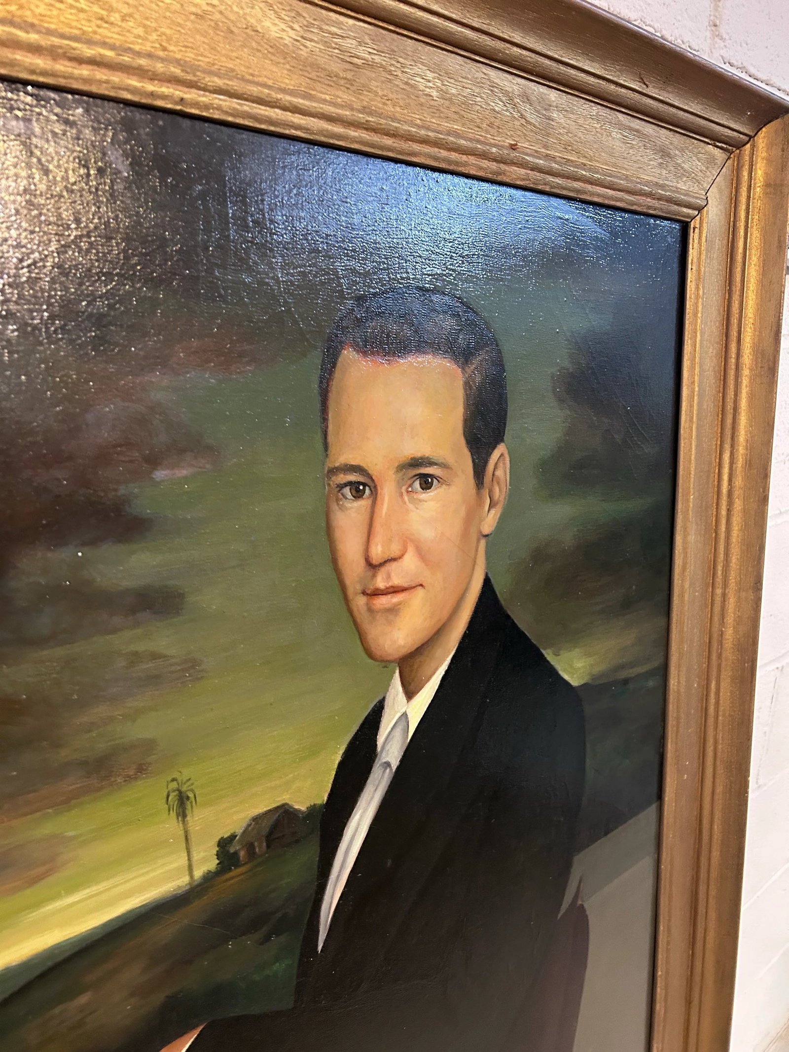 Mid 20th Century Oversized Oil Painting on Canvas, Full Height, Portrait of a Handsome Gentleman - 6