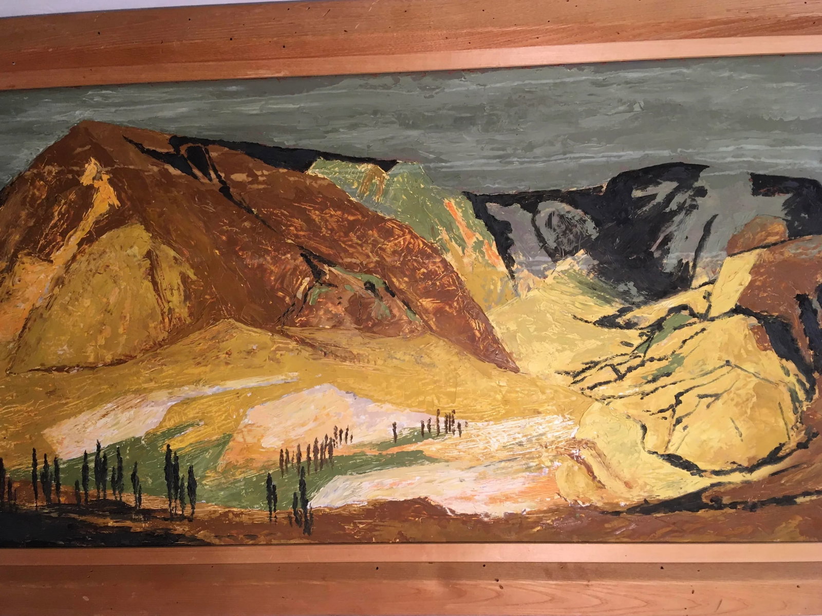 Vintage Abstract Mountainous Landscape Oil Painting Attributed to Ethel Magafan, Framed - 2